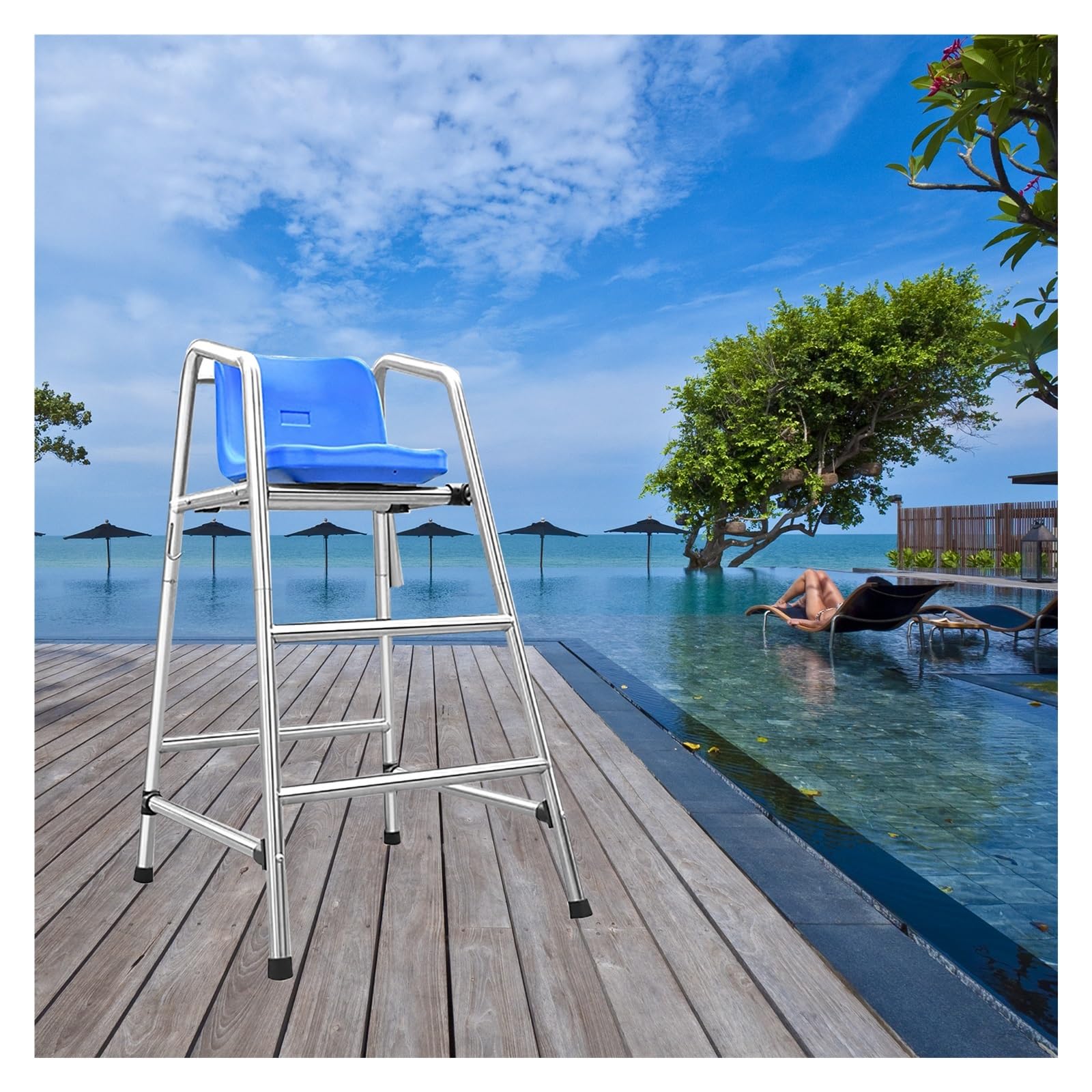 Chaise de surveillance piscine robuste avec siège d'observation