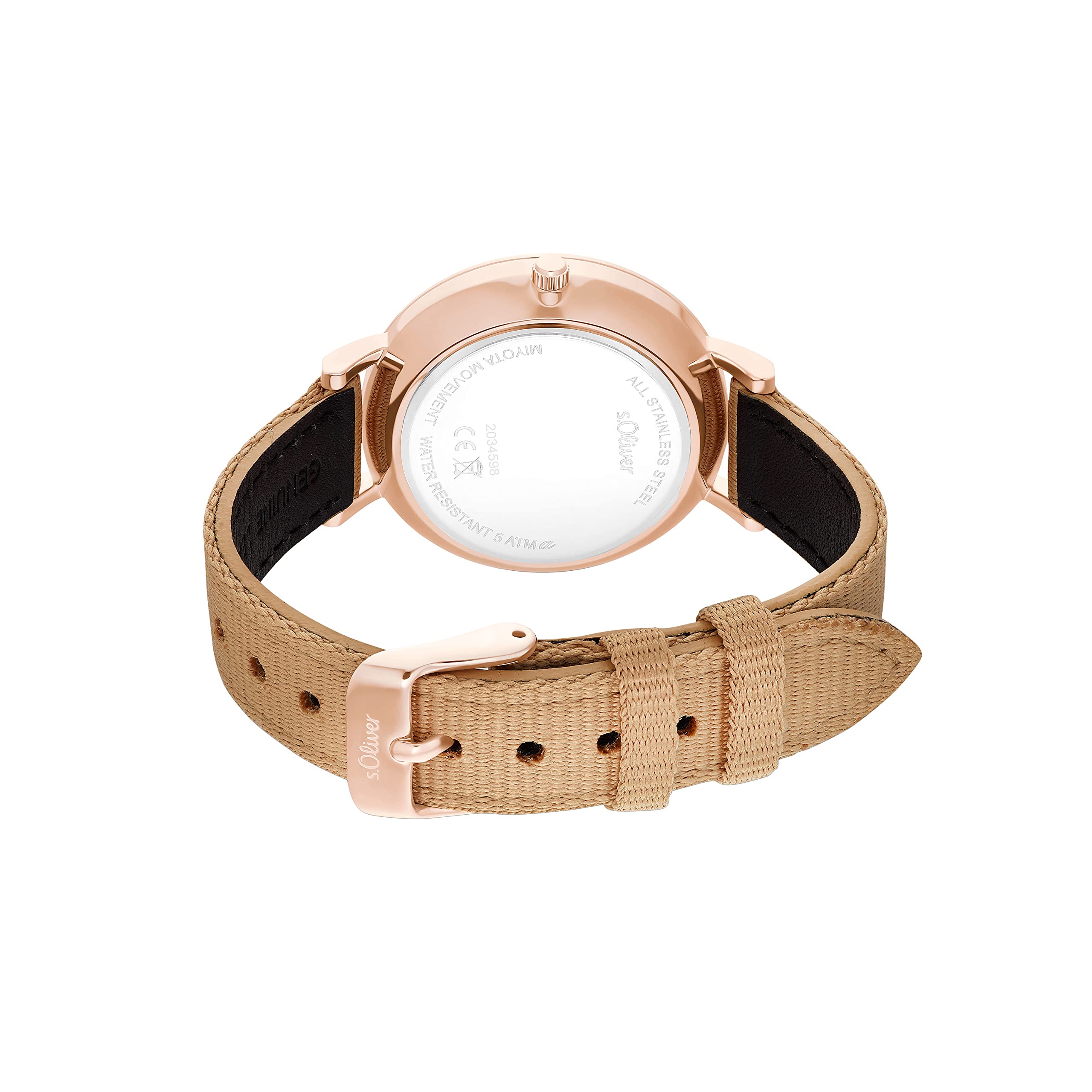 s.Oliver Armbanduhr Damen Quarzuhr Analog, mit Leder/Nylon Armband, Kommt in Uhren Geschenk Box