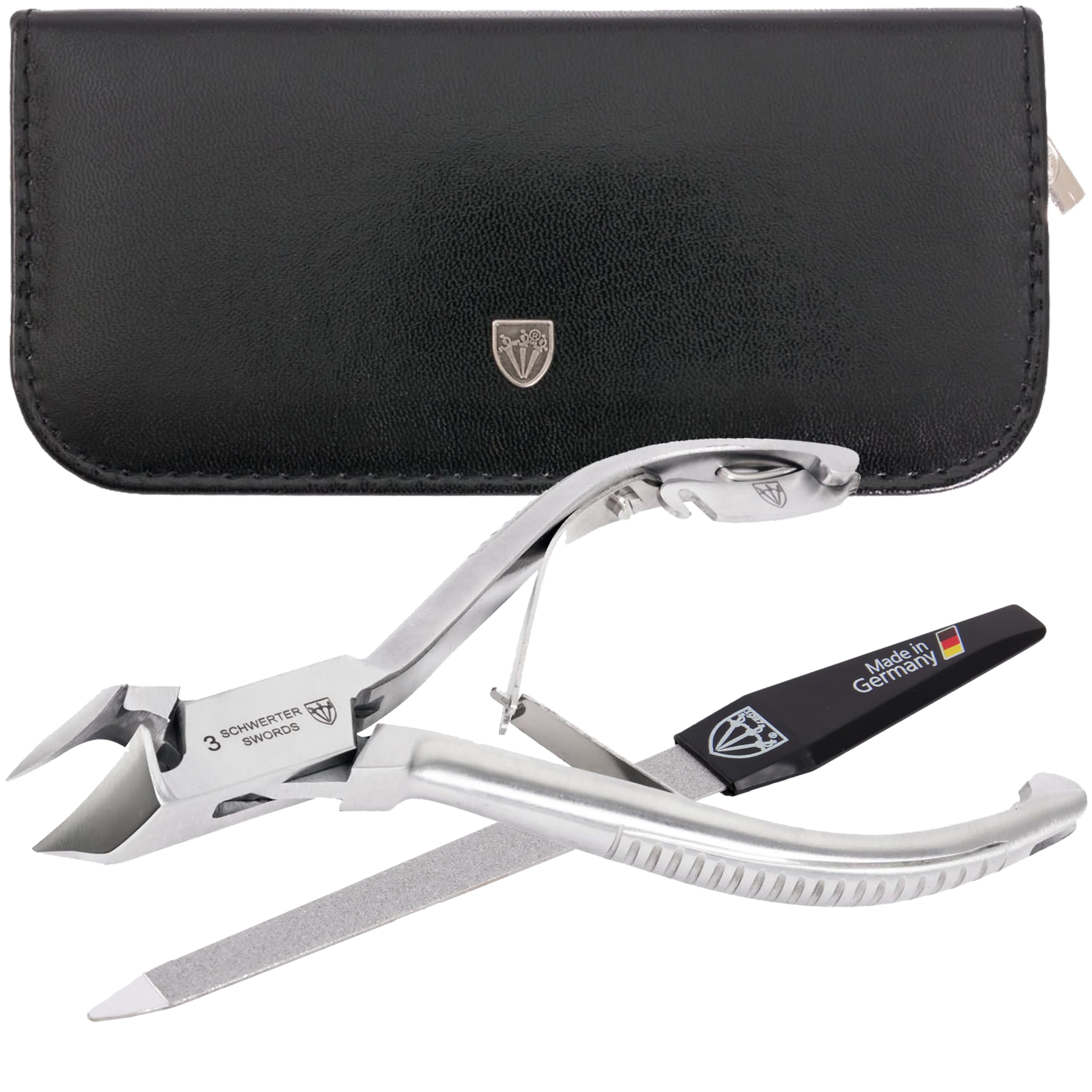 Brand Quality Professional Toe Nail Nipper Clipper Set Stainless Steel Wave Nipper, Head Cutter, Nail File with case for ingrown Toe Nails, Manicure Pedicure by 3 Swords (196)