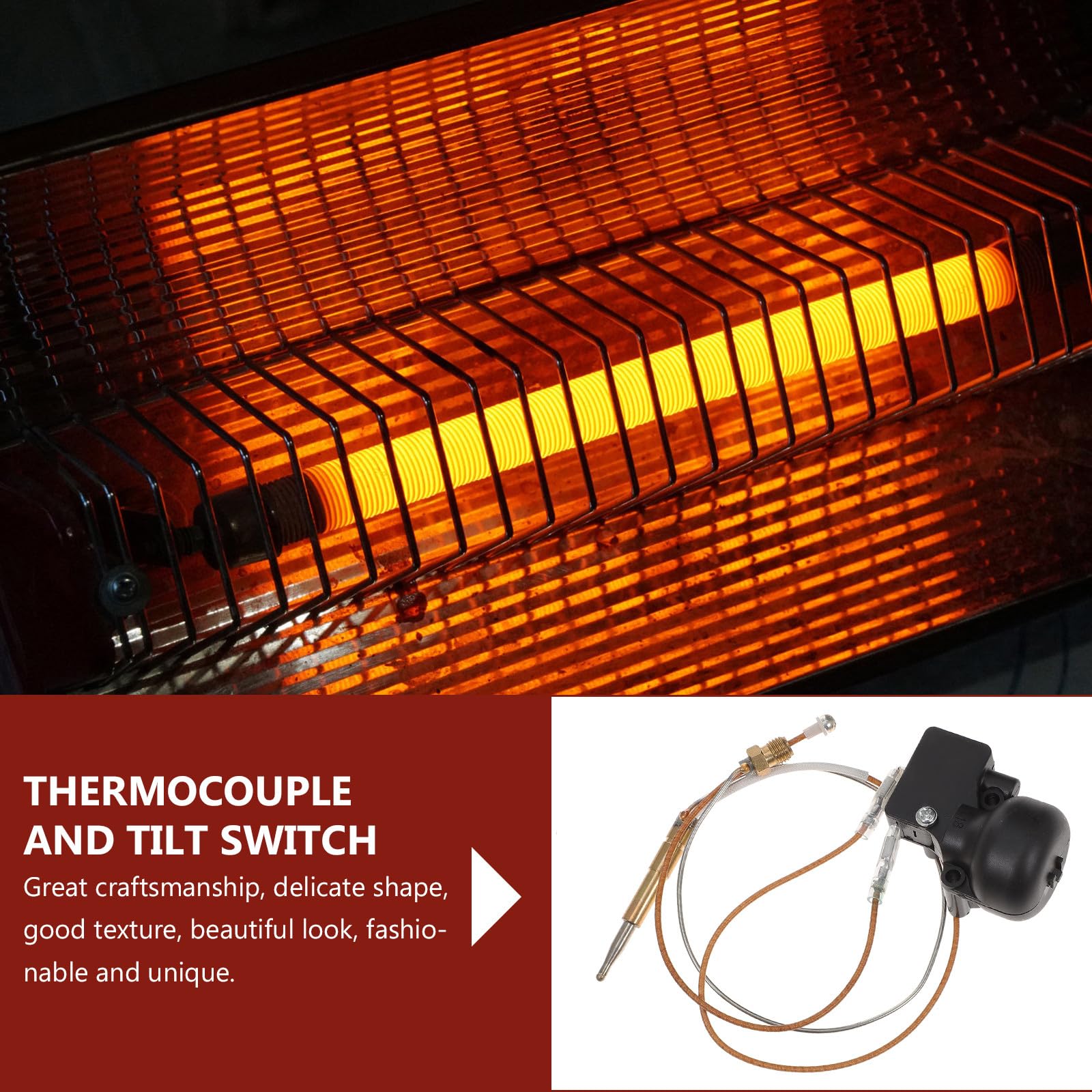 Heizpilz Ersatzteile Satz mit Neigung für Terrassenkippe und Thermoelement für Outdoor Gas Terrassenheizung mit Automatischer Abschaltung und M8x1 Gewinde