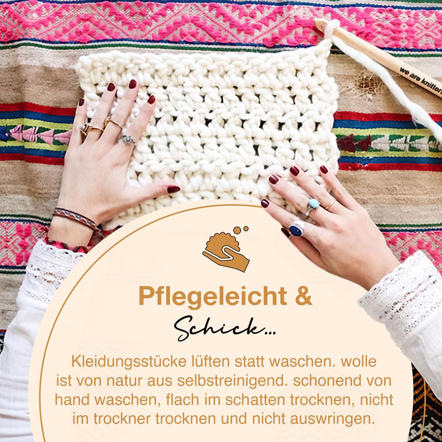 We Are Knitters Dinka Scarf Kit, Strickset für Anfänger mit Wolle und Anleitung, Stricken für Anfänger Set, Komplettes DIY Schal Set mit Nadeln & Label aus 100% natürlicher Wolle