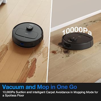 ECOVACS DEEBOT N20e Plus Robot Vacuum and Mop, 10000Pa Suction, Self-Emptying Bagless Base, Tangle-Free for Pet Hair, Smart Mapping, 300 Min Runtime, Alexa, Hardwood/Carpet/Tile