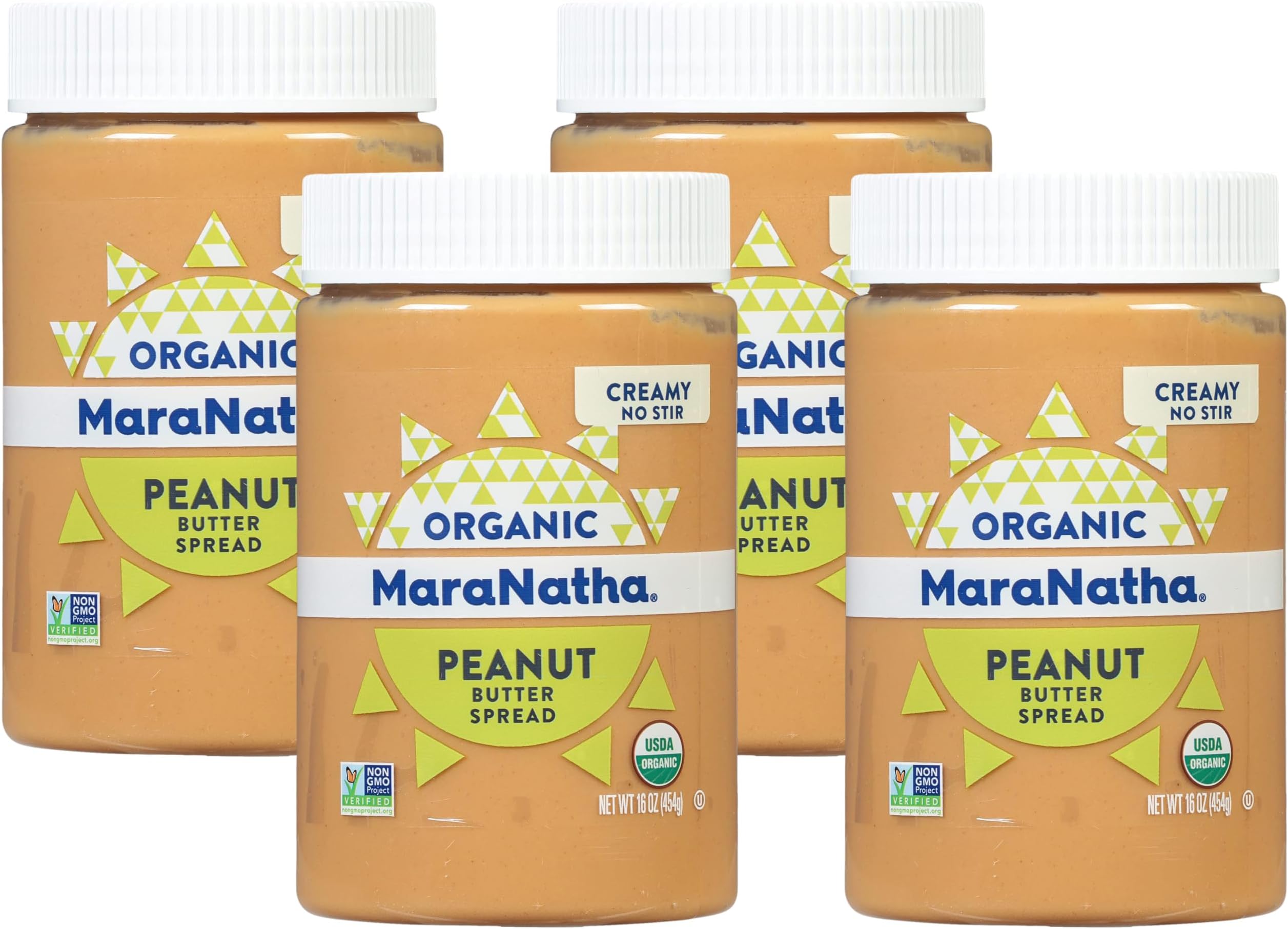MaraNatha Organic Peanut Butter (No Stir), Creamy, 16 Oz (Pack of 4)