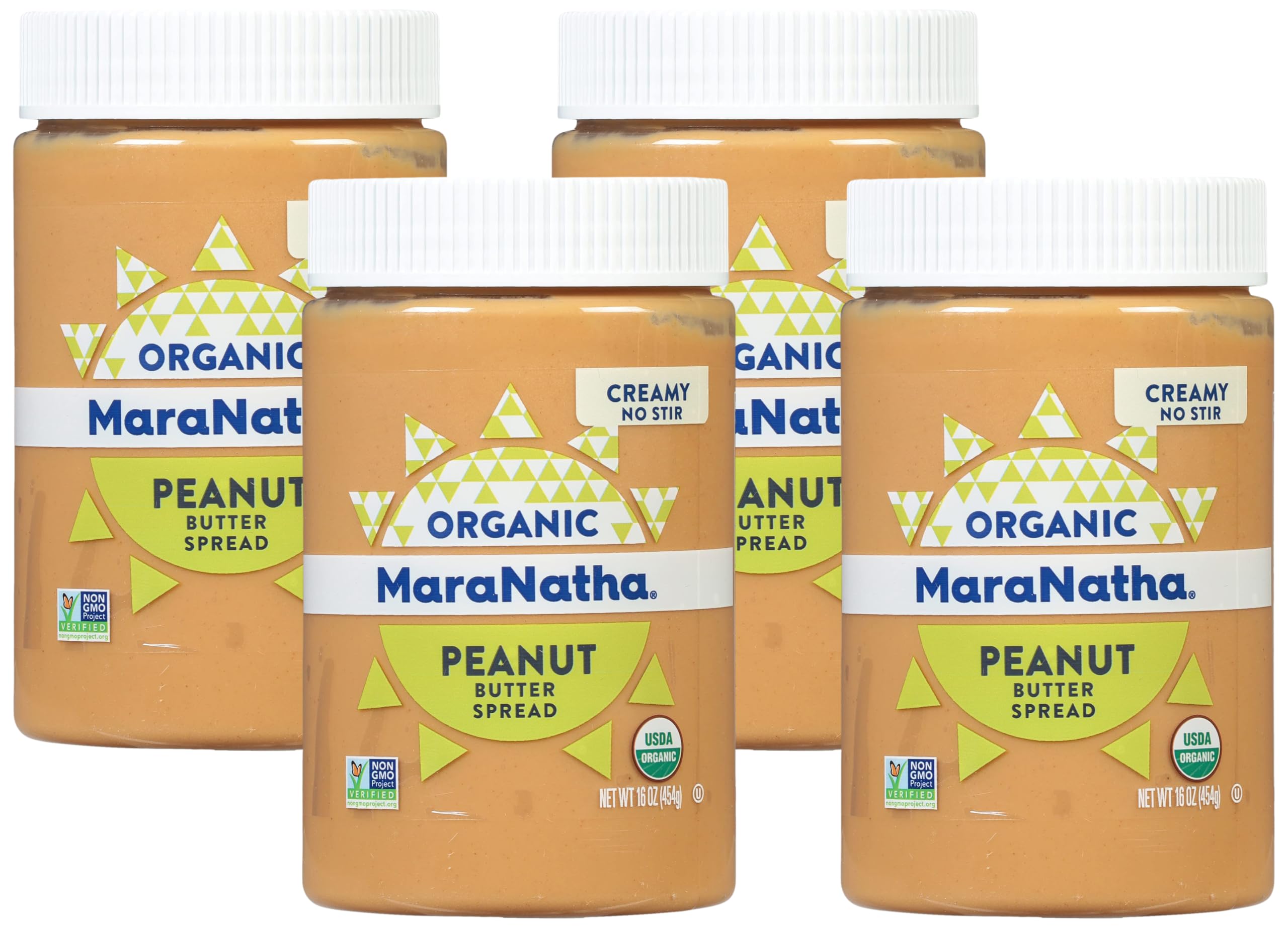 MaraNatha Organic Peanut Butter (No Stir), Creamy, 16 Oz (Pack of 4)