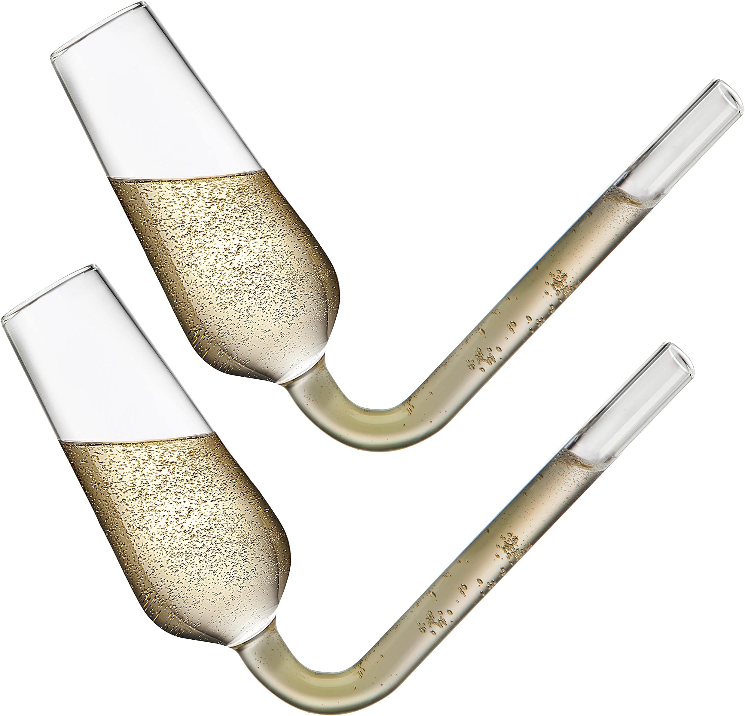 Champagne Flutes Guzzler Glasses, Champagne Glasses, Champagne Flute Shooters, The Champagne Glass to Chug Champagne, White Elephant Gifts - Set of 2