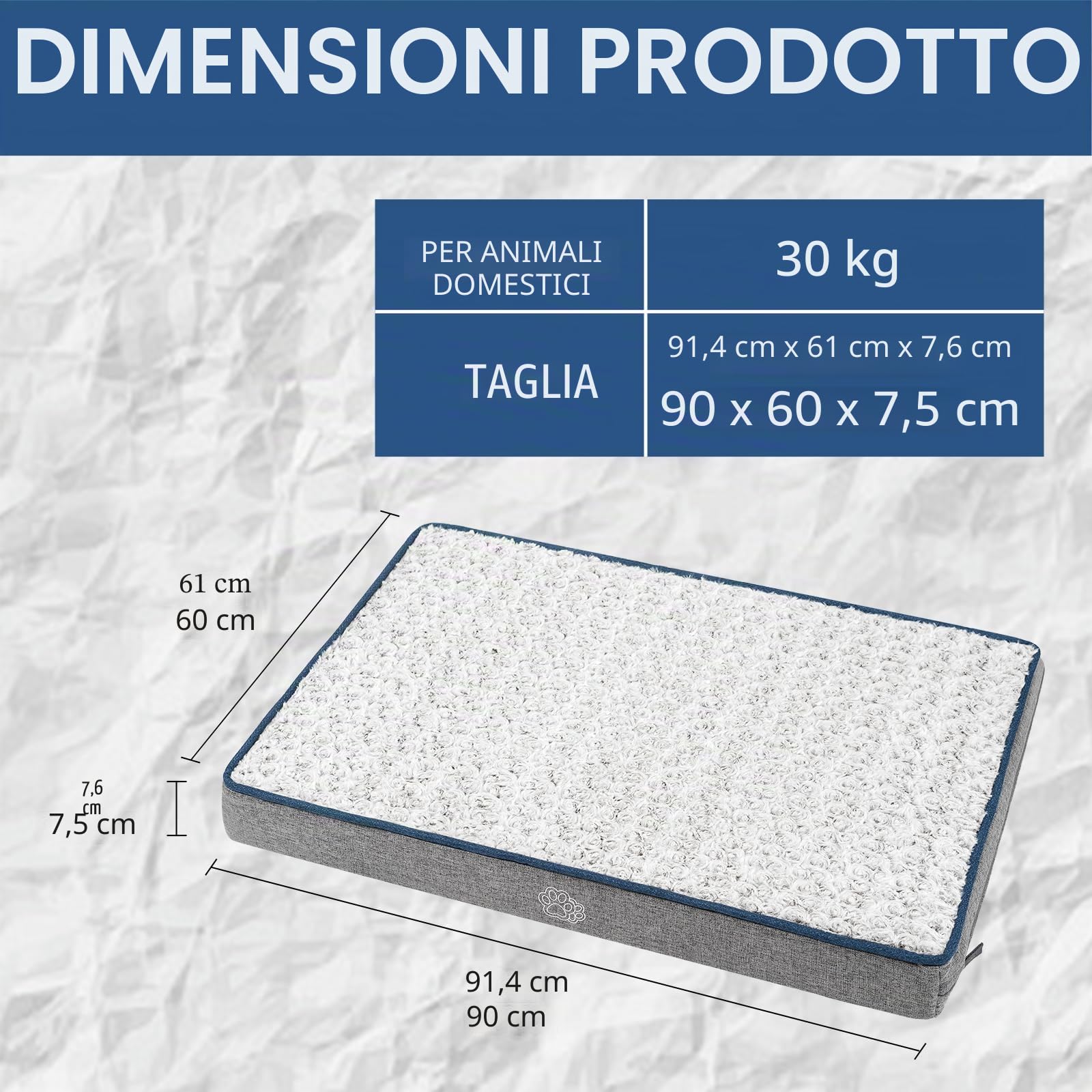 EMPSIGN Legowisko dla psa duże 90x60x7,5cm Szare Odwracalne Chłodzące i Ciepłe Wodoodporne