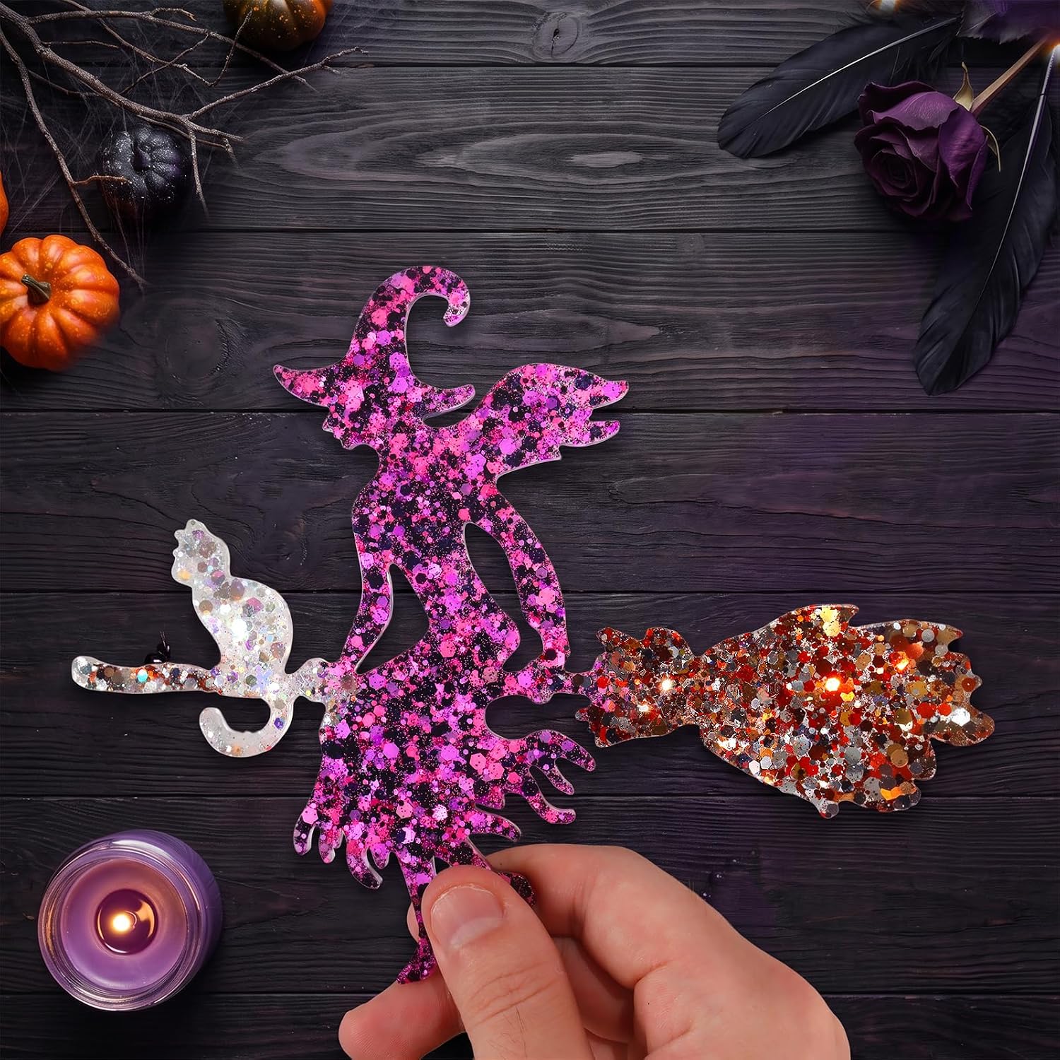 Ceya Purple Black Pink Chunky Glitter,Halloween Witch Glitter 4.4oz/125g