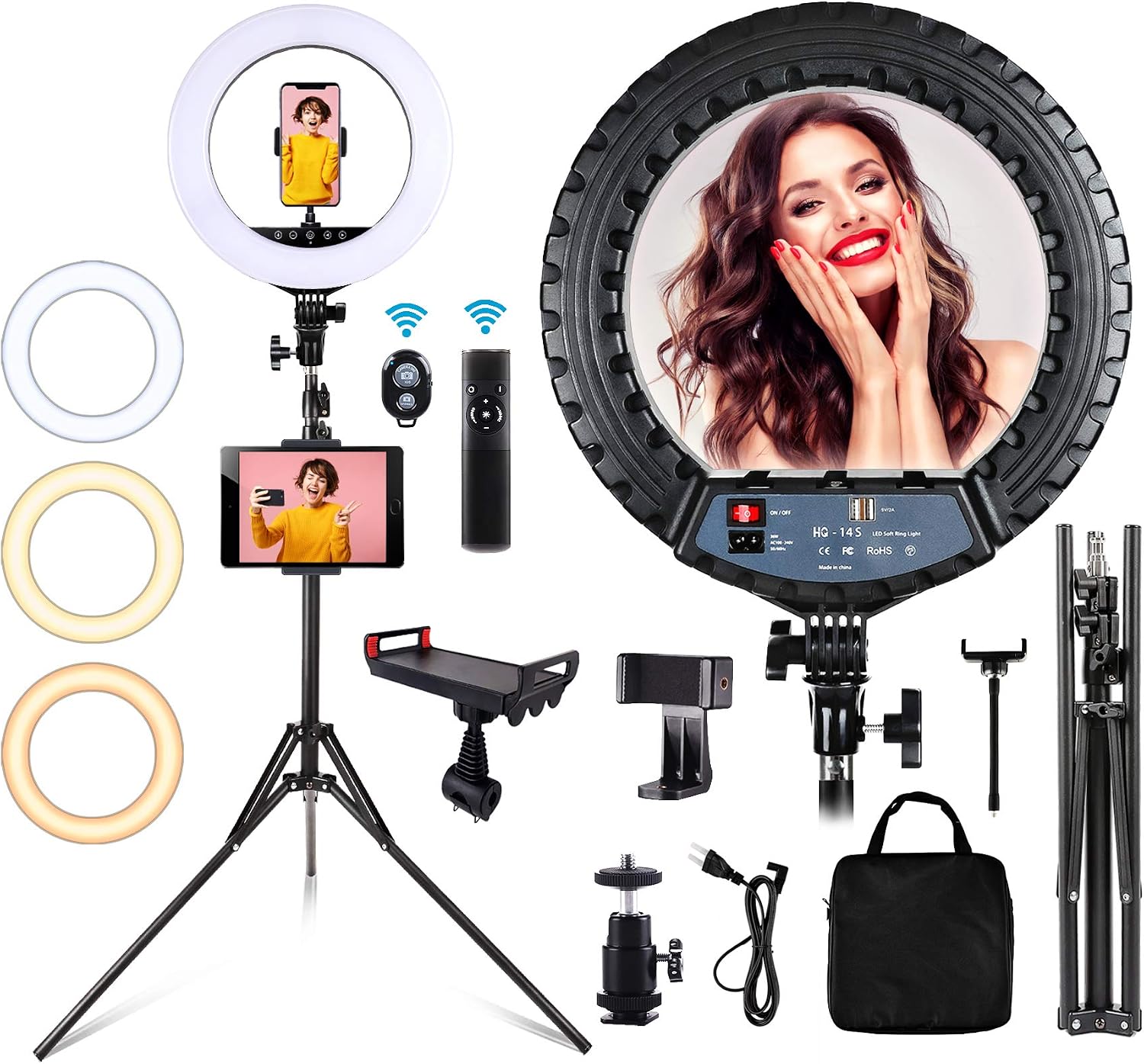 Exсluѕіvе Dіѕсоunt 80% оƒƒеr Roaring Hippo,14" Selfie Ring Light,with Tripod Stand and Phone Holder Light Ring Kit, Touch Screen/Remote Control Dimmable LED Ring Light dimmable for Camera, Makeup, YouTube and Video Shooting.