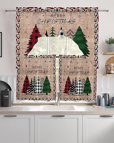 Miniatura 8 de Árbol de Navidad, cenefa de cocina, cenefa con bolsillo para barra, paneles de cortina para dormitorio, sala de estar, baño, cafetería, ventanas,