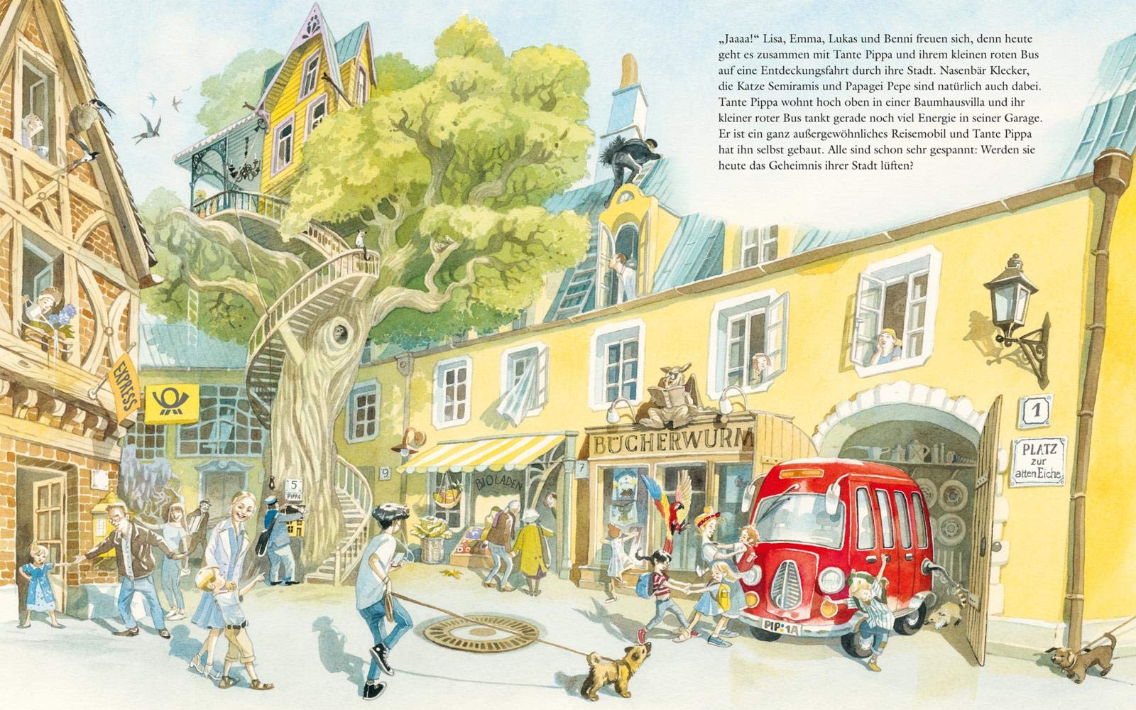 Der kleine rote Bus - In der Stadt: Wimmelbuch mit opulenten Illustrationen