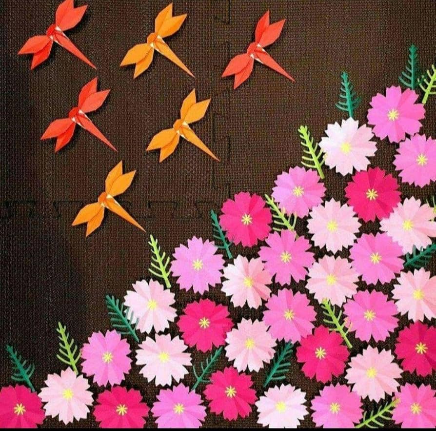 Amazon.co.jp: 秋壁面飾り トンボ折り紙 秋桜折り紙 10月壁面