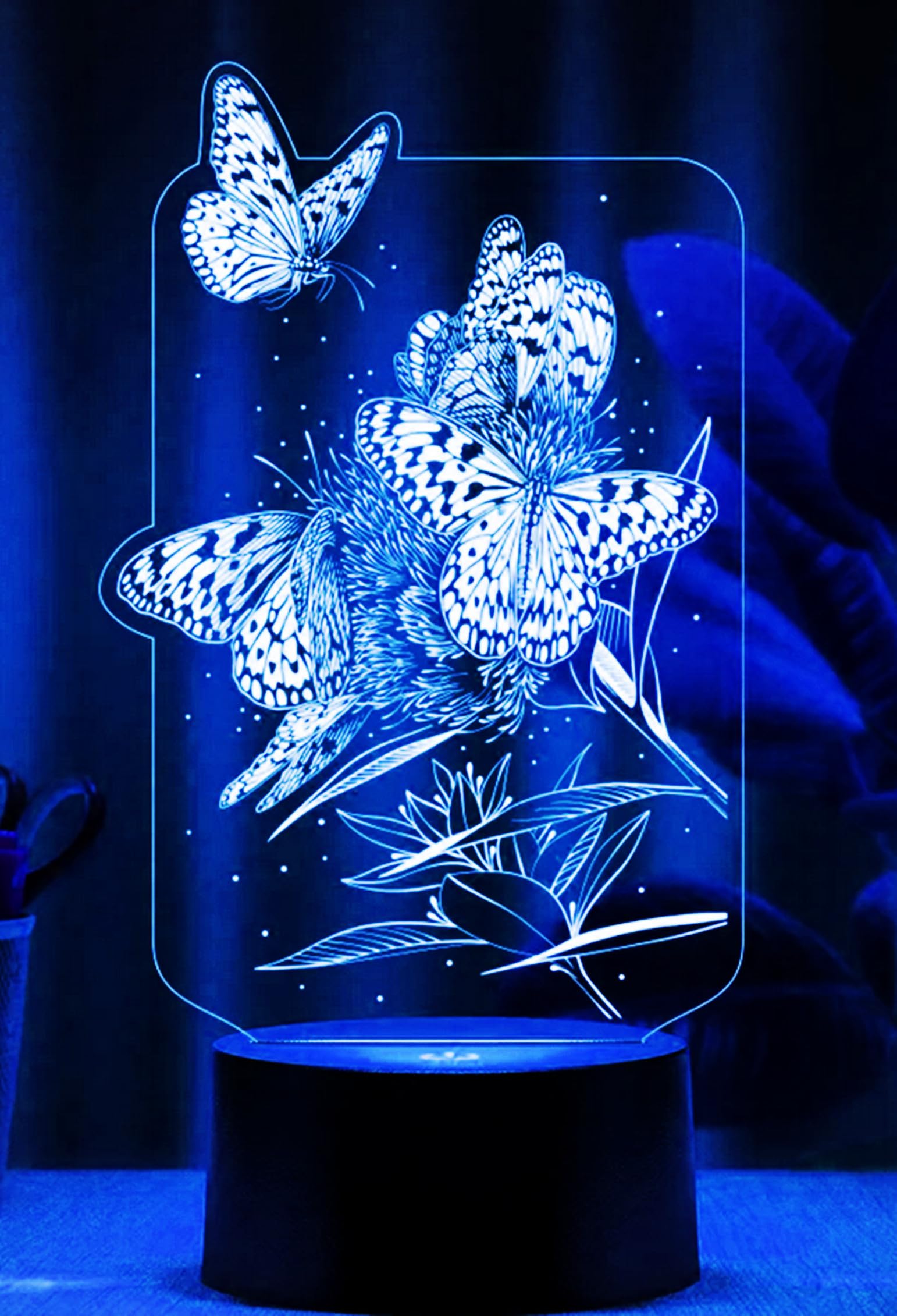 Lampa nastrojowa 3D, 7 kolorów, przełącznik dotykowy, LED USB, do domu, na imprezę i urodziny.