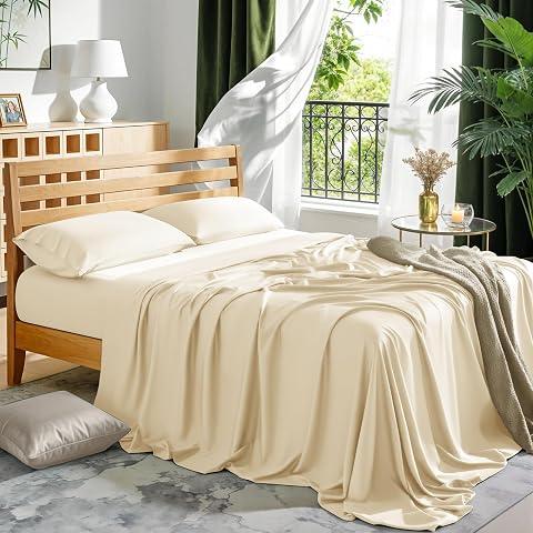 LBRO2M 100 Rayon Derived from Bam Boo Sheet Set Queen Size 19 Deep Pocket Cooling Bed Sheets 4