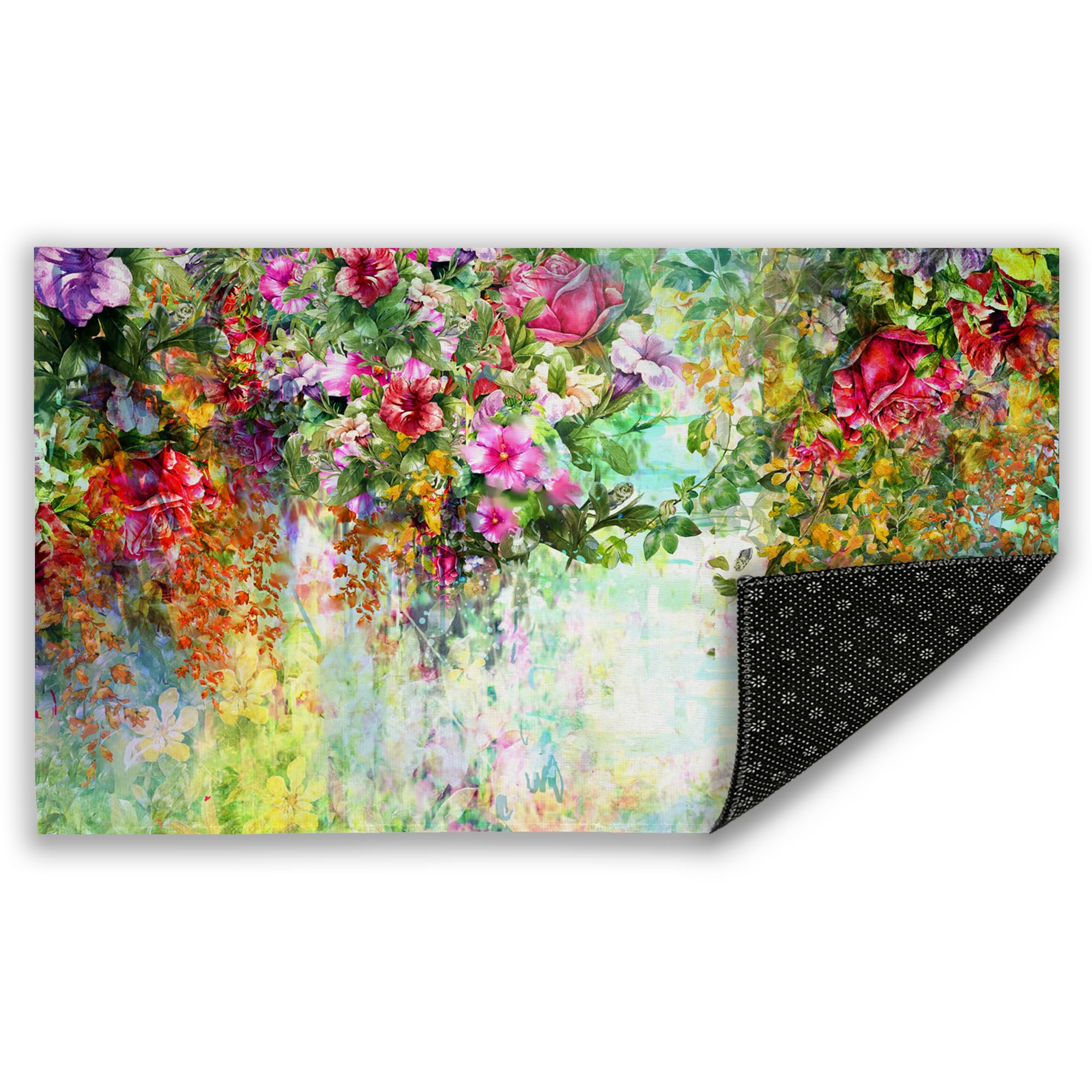 Mogifedc Abstract Flowers Front Door Mat, Spring Floral Indoor Outdoor Decor Entrance Inside Non-Slip, Waterproof Kitchen Mat and Interior Home