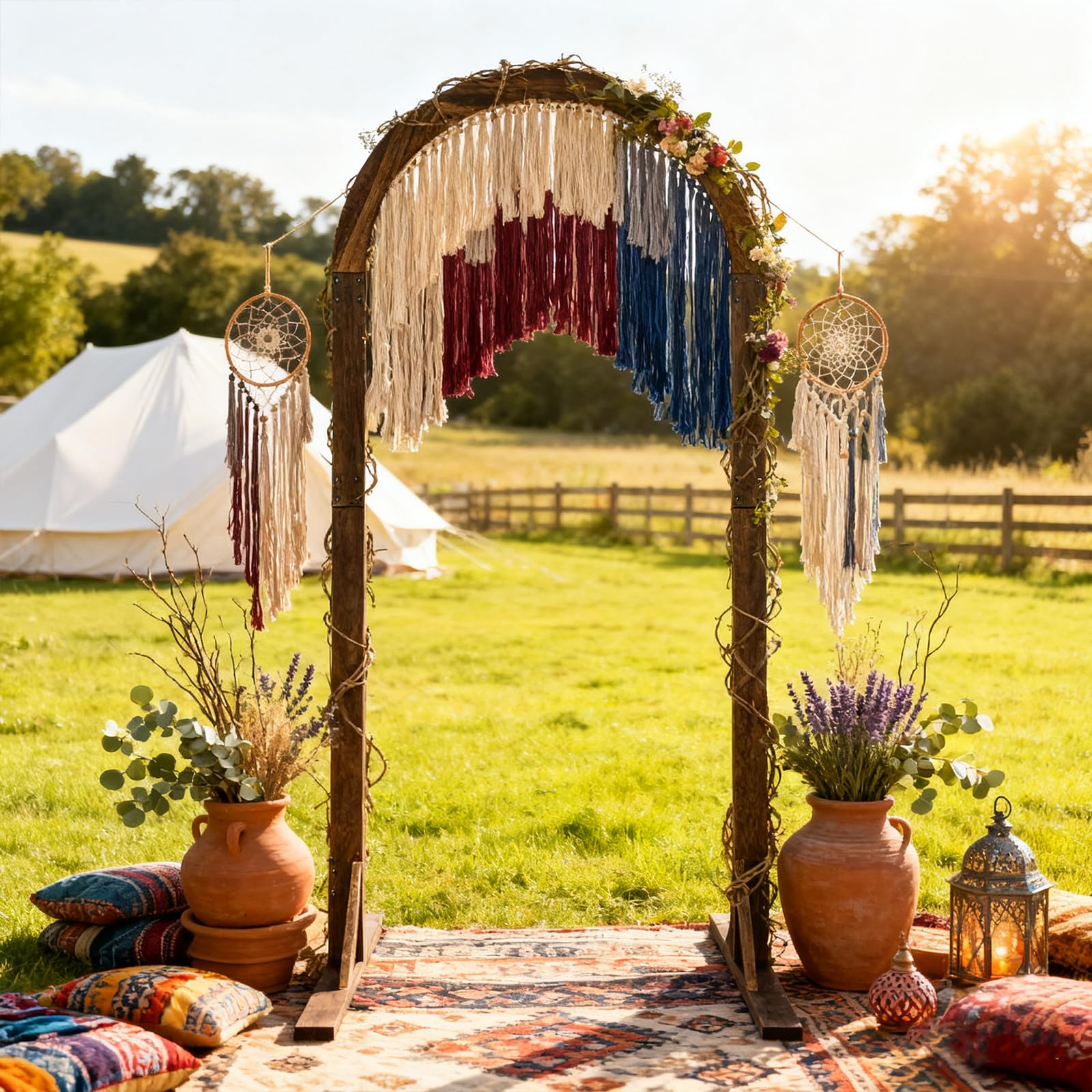 PlusFive 2,1 m Holz Hochzeitsbogen – Große Ballonbogen Hintergrund Ständer, Wooden Wedding Arch Traubogen Hochzeits Bogen Gestell für Hochzeiten Heiratsanträge Valentinstag Garten Dekoration