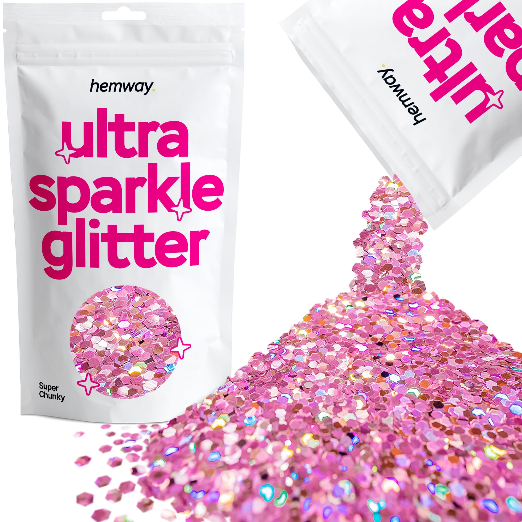 Hemway Ultra Sparkle Glitter Baby Pink Iridescent 100g Fine | Glitter for Arts & Craft, Makeup, Nail Art, Crafting, Card Making, Sparkle Decoration — view 141