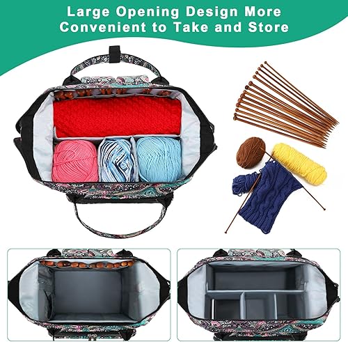 Miniatura 3 de KOKNIT crochet bag,knitting bagBackpack and Tote Bag Storage Bag Large capacityYarn Storage Organizer Travel Crochet Bag Women Carrying Crochet
