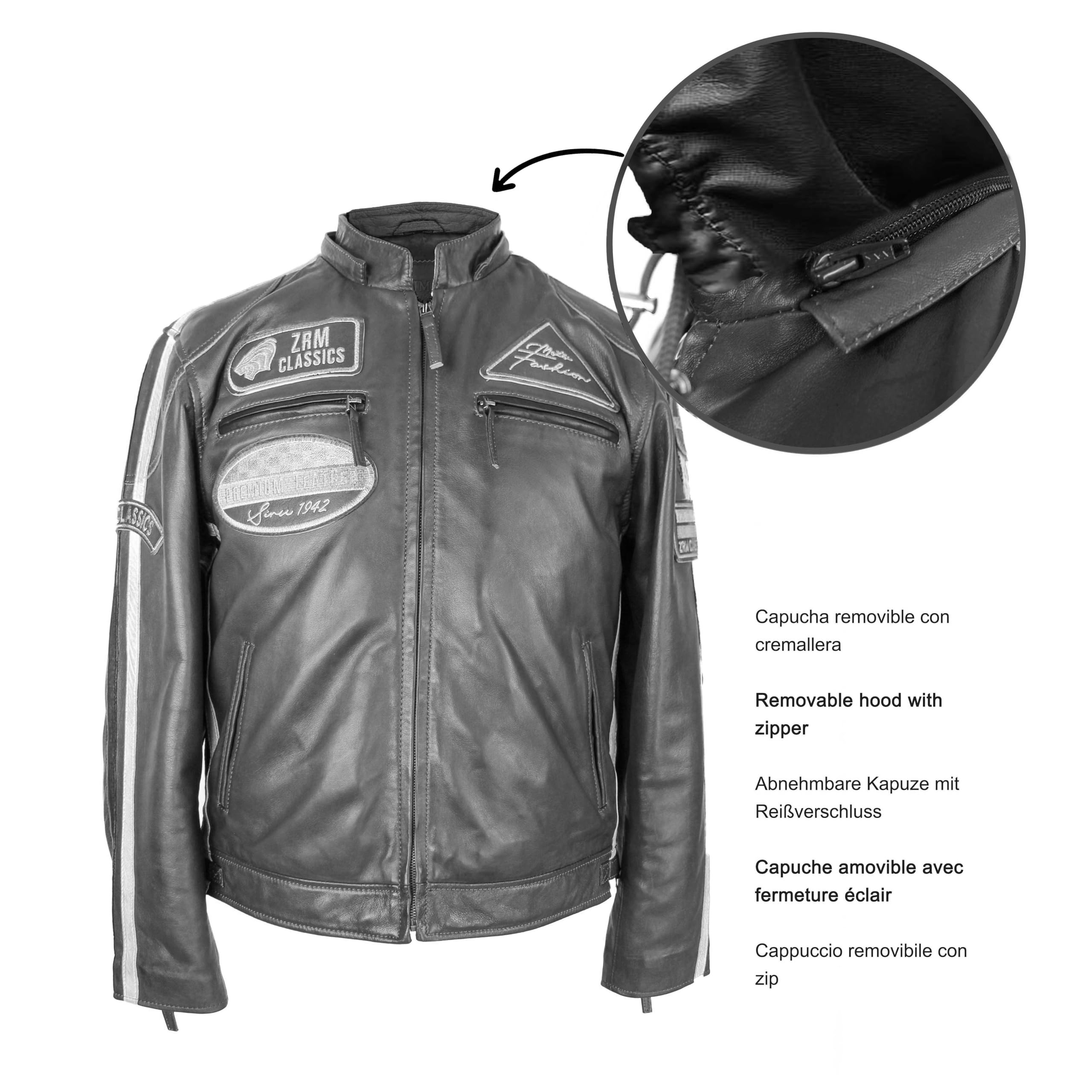 Zerimar Chaqueta Hombre de Cuero Genuino - Cazadora Motera Elegante para Hombre - Piel Resistente - Estilo Moto Clásico - Prenda Premium