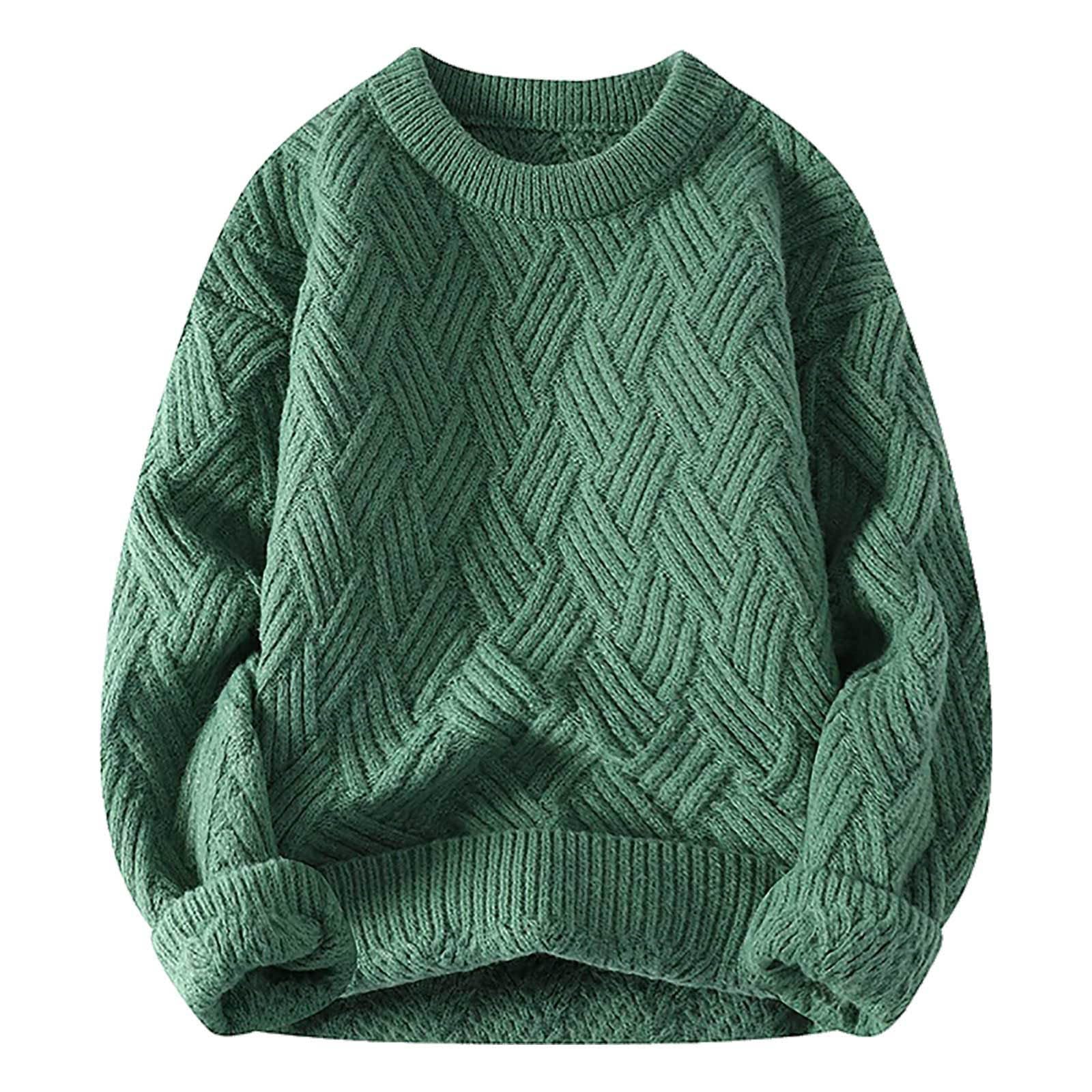 Pull Homme,Pull éPais en Tricot De Couleur Unie pour Homme VêTement d'automne Et d'hiver