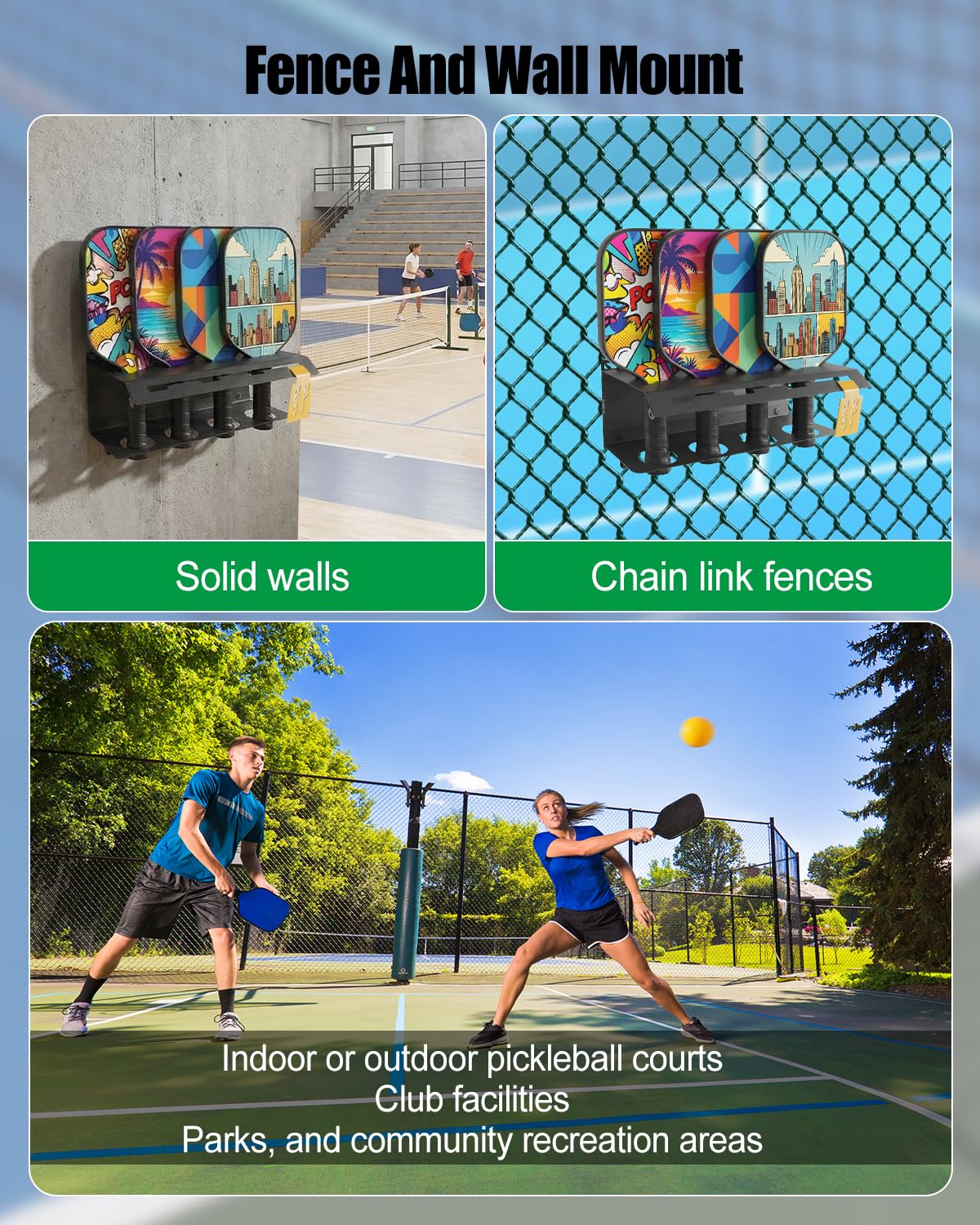 Pickleball Paddelregal, Wandhalterung, Organizer mit verschiebbarem Next Up Player Tracker, modulare Stahlhalterung, erweiterbares Court-Aufbewahrungssystem für Paddel-Warteschlangen-Drehung