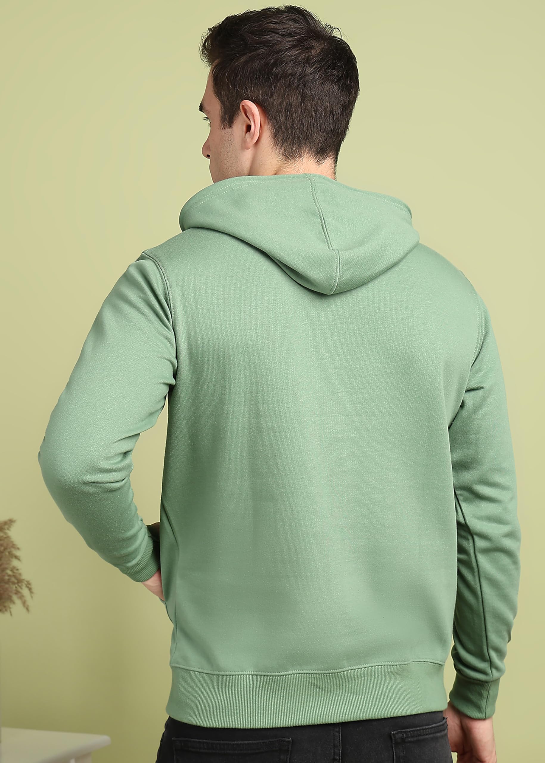 Alan Jones Clothing Men’s Solid Hooded Sweatshirt | Drawstring Hood, Kangaroo Pocket, Ribbed Hem | Regular Fit | Sizes S–5XL | Multiple Colors (Green_XL) 3