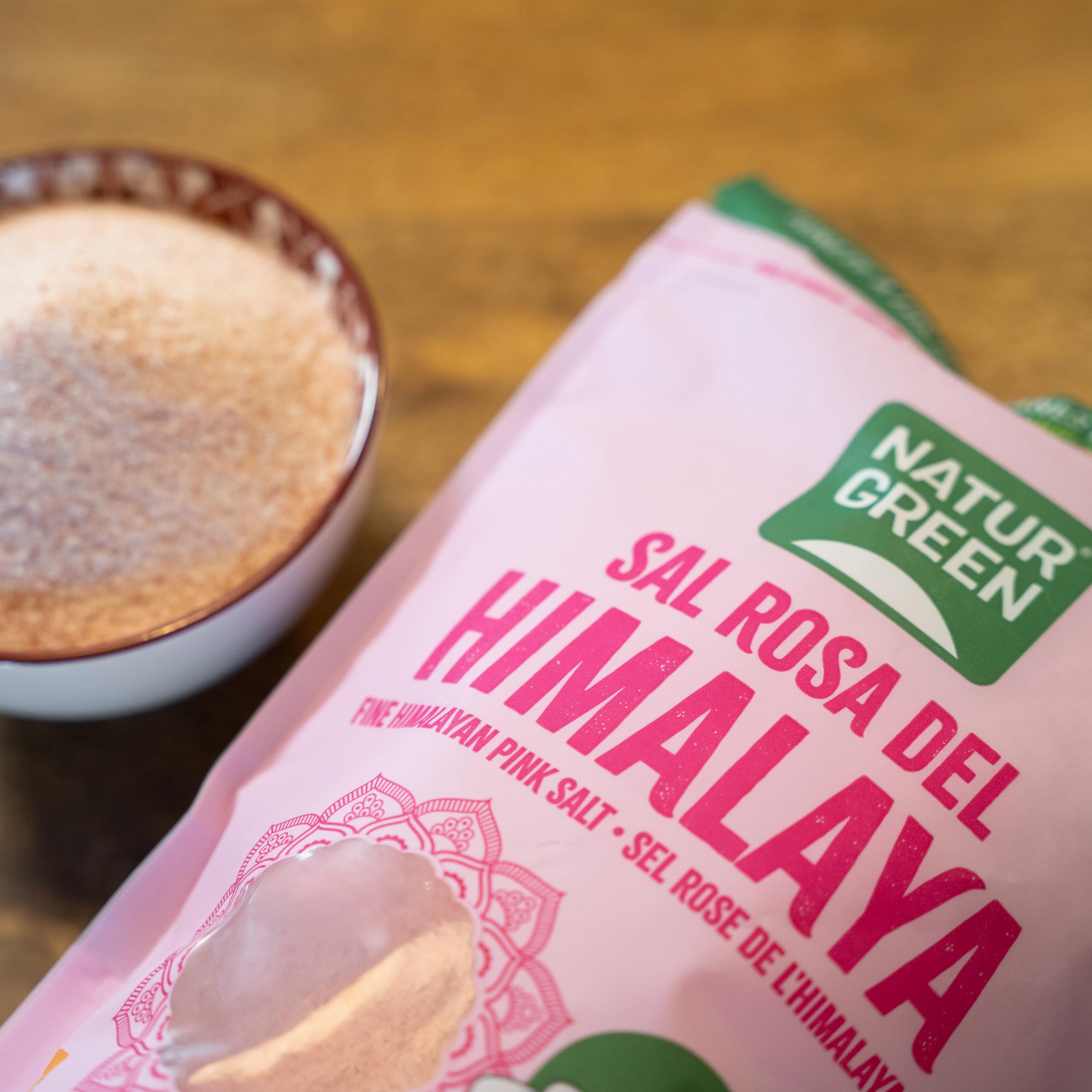 NaturGreen - Sal Rosa del Himalaya Fina Pack 10 x 500 g, Mineral 100% Pura y Natural, Sin Refinar, Sin Aditivos, Envase con Cierre ZIP, Calidad Gourmet, Ideal para Cocina Diaria