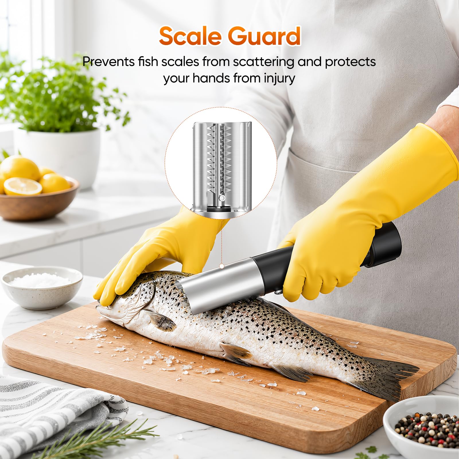 8000 mAh Descamador de Pescado inalámbrico en Acero Inoxidable