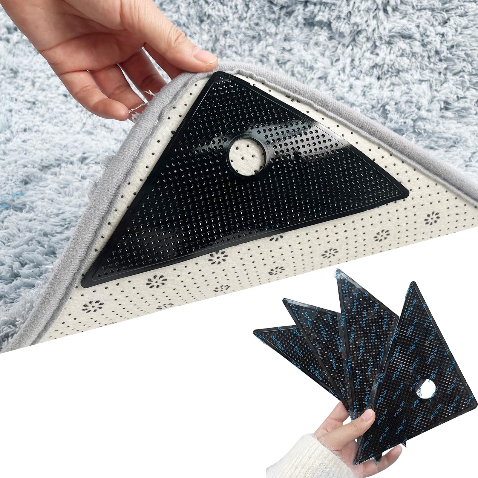 Ysnzaq Pack of 4 Non-Slip Mats for Carpets, Washable Non-Slip for Carpet, Rug Grippers, Reusable Carpet Stickers, Non-Slip Pads for Strong Adhesion and Easy to Remove, 4 Pieces, Black-image-46