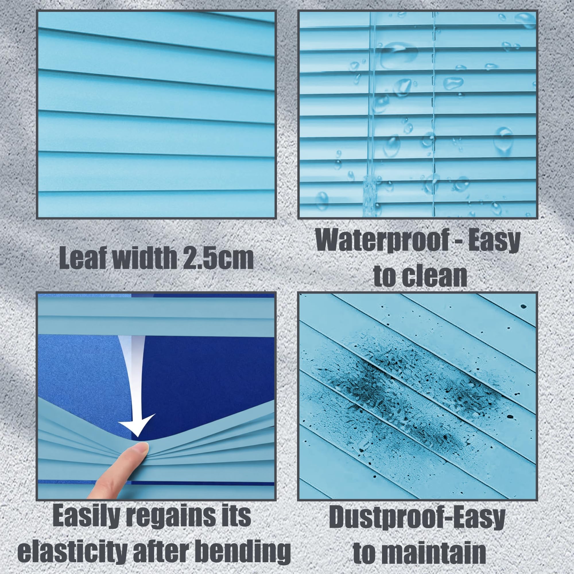 Persiana de Aluminio 90 x 90 cm Privacidad Interior Persiana Veneciana Blackout Todas Las Piezas de Montaje Incluidas para Baño Cocina Salón Dormitorio Oficina y Puerta, Azul