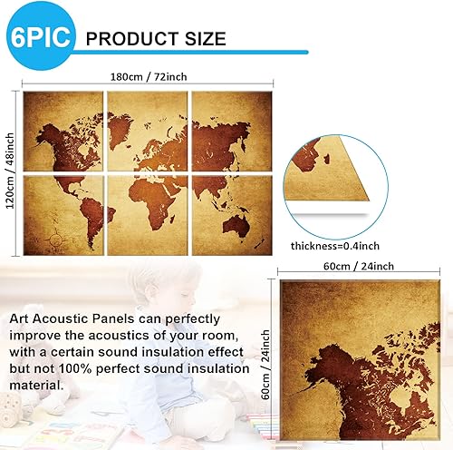 Miniatura 2 de JBER Art Acoustic Panels Decorative, 6 Pack Acoustic Panels Art for Wall Decoration with Self Adhesive, Suitable for Recording Studio, Home