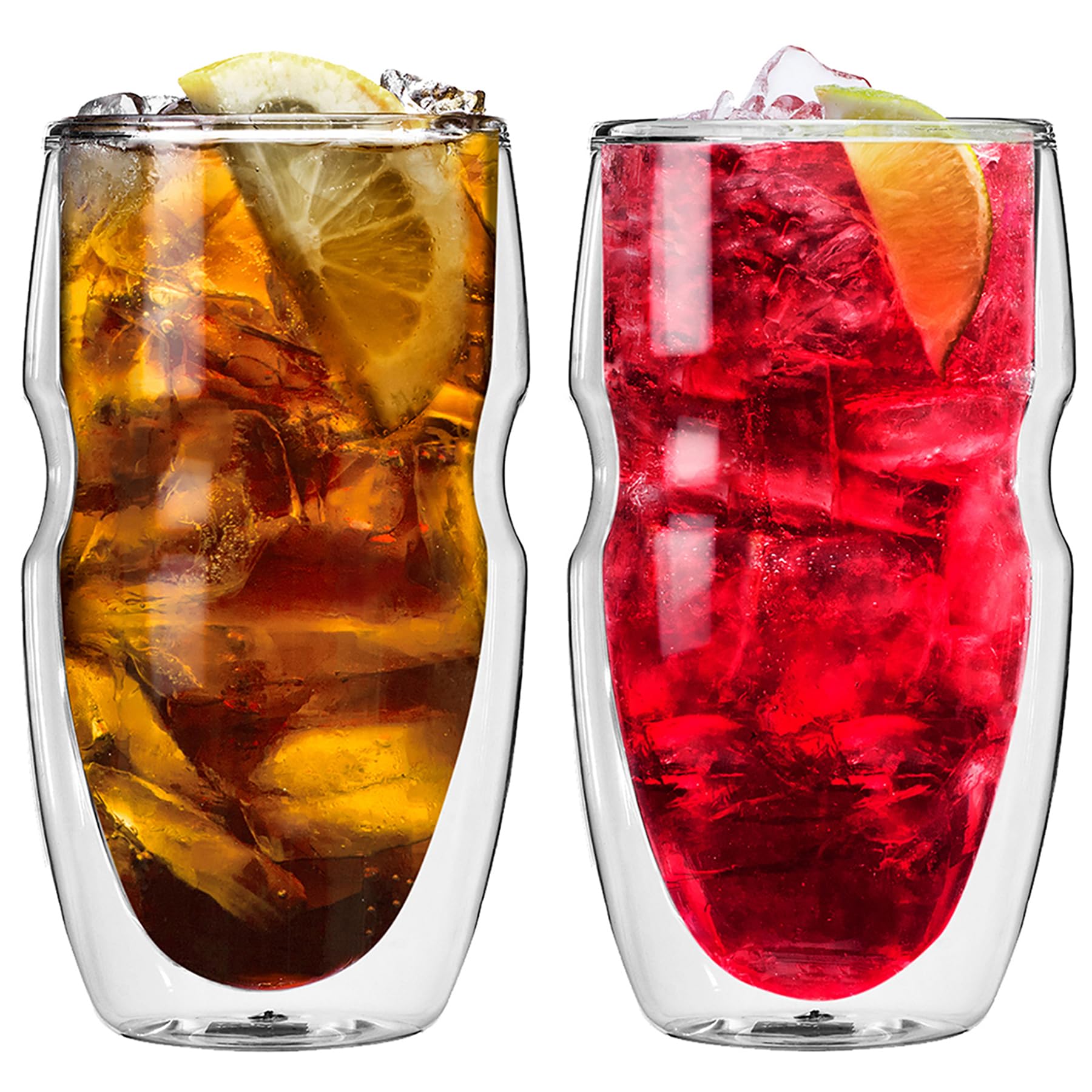 Ozeri Serafino Double Wall Insulated Iced Tea and Coffee Glasses, 16-Ounce, Set of 2