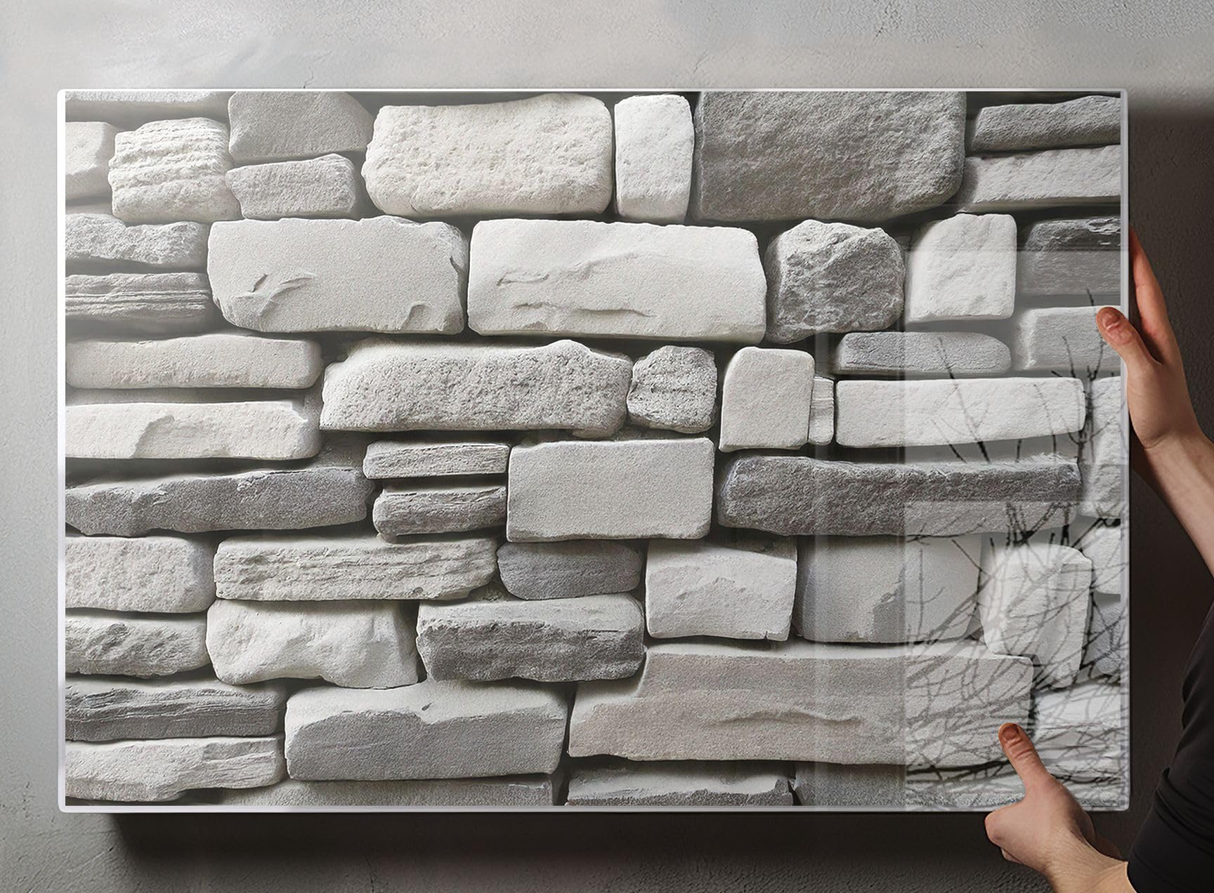 XXL Schreibtischunterlage wasserfeste Schreibunterlage | 120 x 60 cm Stein grau | abwischbar, glatt | stabiles, hochwertiges Acrylglas, Erwachsene Kinder Kunststoff Unterlage Büro Schreibtisch