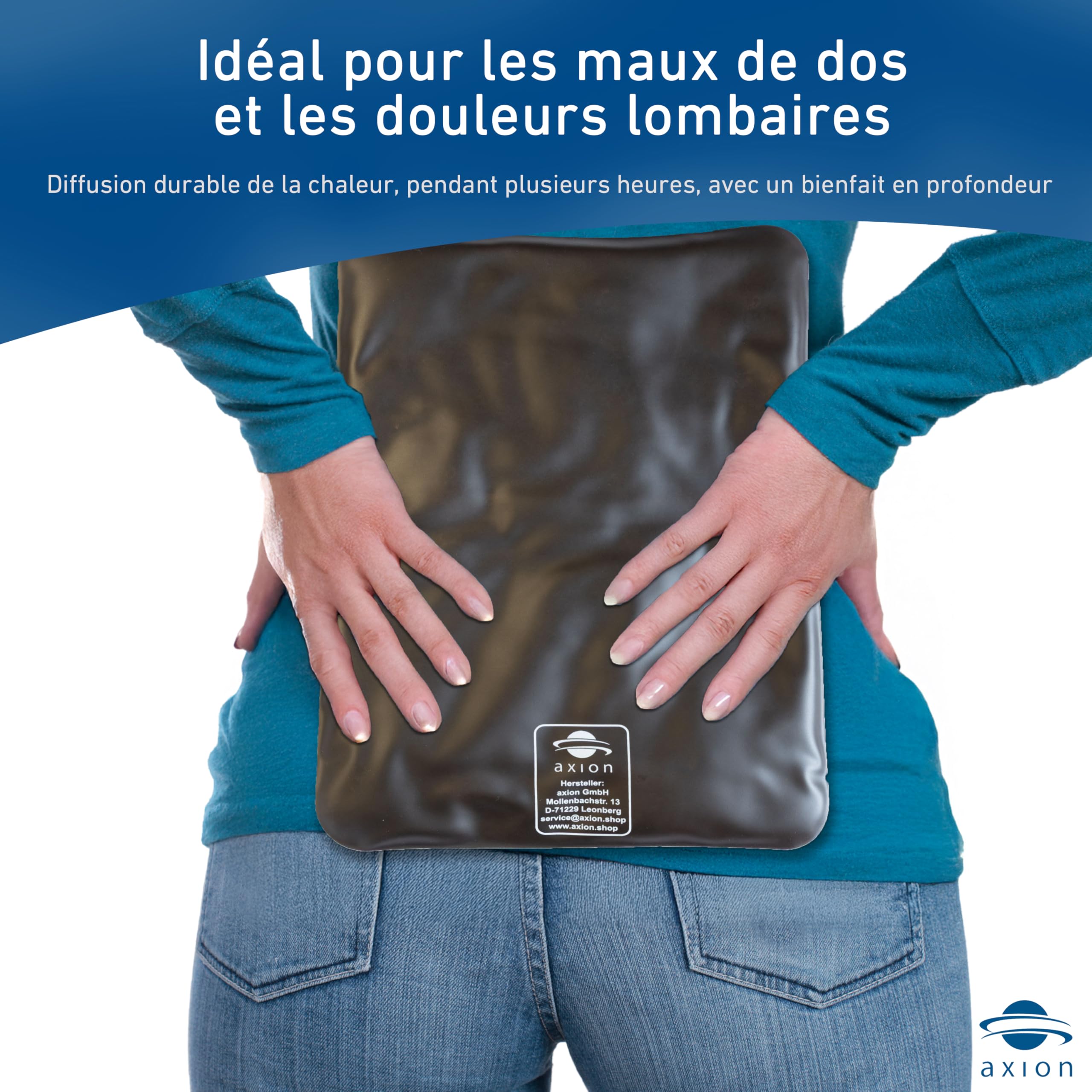 Bouillotte à la tourbe axion | Grand coussin chauffant pour micro-ondes | Taille rectangulaire 30x40 cm | Chaud/Froid