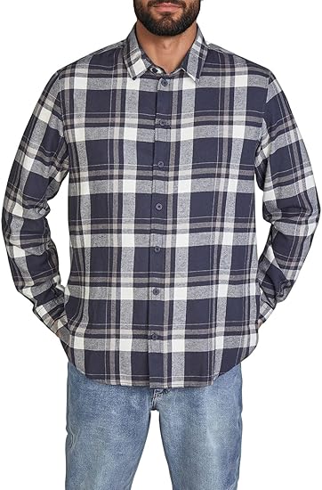 COOFANDY Geruit overhemd voor heren, lange mouwen, katoen, flanellen hemd, regular fit, geruit hemd, vrijetijdshemd, flanel, klederdrachthemden voor mannen, button down, werkhemd, S