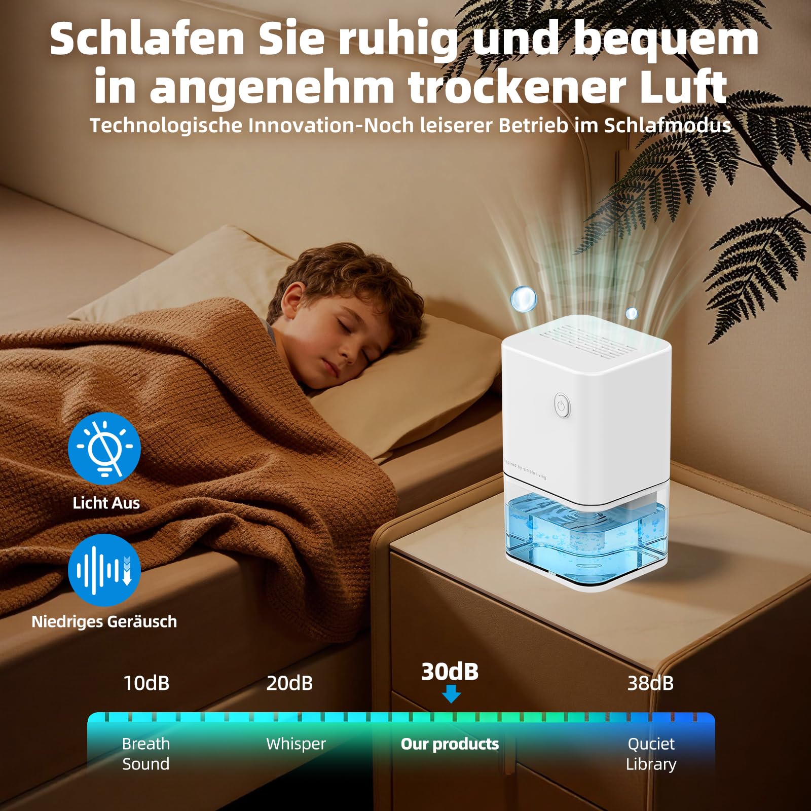 Deshumidificateur d Air Anti Moisissure 500ML, Éco Electrique Déshumidificateurs Maison Compact, Silencieux et Efficace avec Arrêt Automatique pour Petits Espaces, Chambre, Salle de Bain, Placard