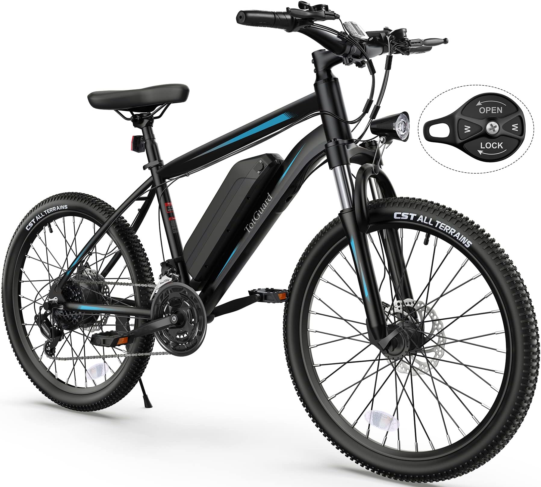 Electric Bike for Adults, 26" Ebike with Peak 500W Brushless Motor, Electric Mountain Bike with 374Wh Removable Battery, 50 Miles Electric Bicycle with Suspension Fork, 21 Speed, LCD Display.