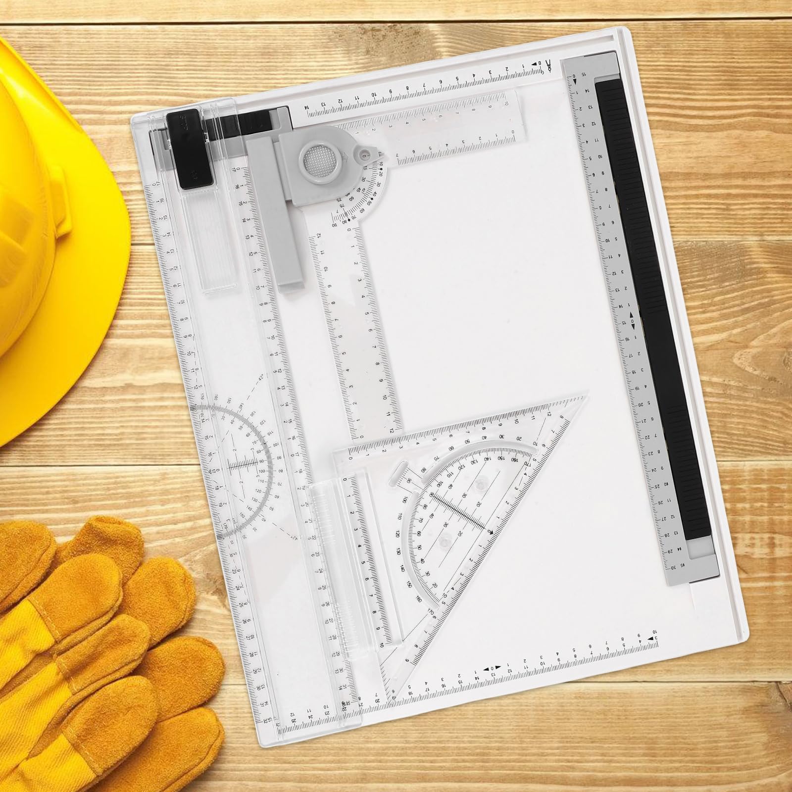 SHERCHPRY Tablero de Dibujo A4 con Reglas y Herramientas de Plástico Multifuncional Portátil y Ligero para Diseño Preciso para Arquitectura y Bocetos