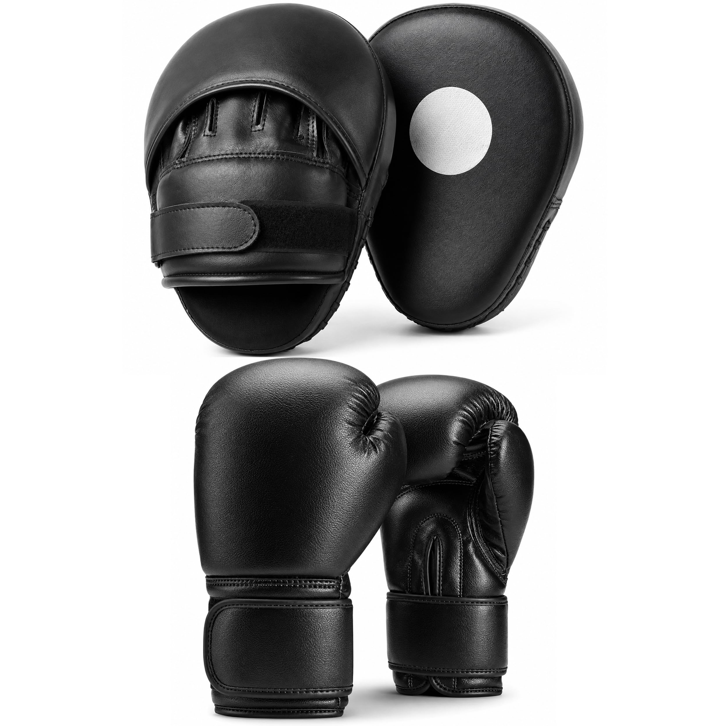 Set aus Boxhandschuhen und Schlagpolstern Box-Set für Erwachsene Sparring-Handschuhe mit gebogenen Pratzen für Haken und Jabs Geeignet für Sandsacktraining, Kickboxen, MMA Kampfsport | Gebogene Pratzen, Für Haken & Jabs, Kickboxen & MMA, training, Sparrin