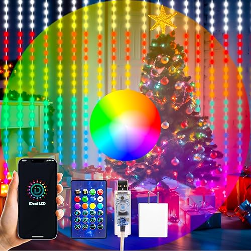 HXWEIYE 300 luces LED ilimitadas RGB que cambian de colores con control remoto y aplicación, luces inteligentes para colgar cortinas, sincronización