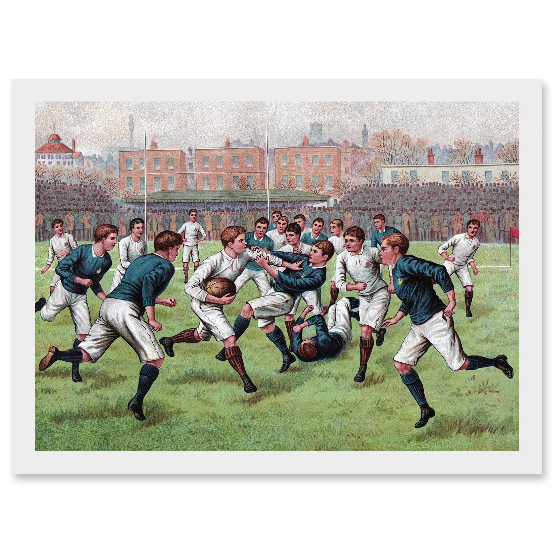 Artery8 Scotland England 1893 Rugby Union Football Match Painting Artwork Framed Wall Art Print A4