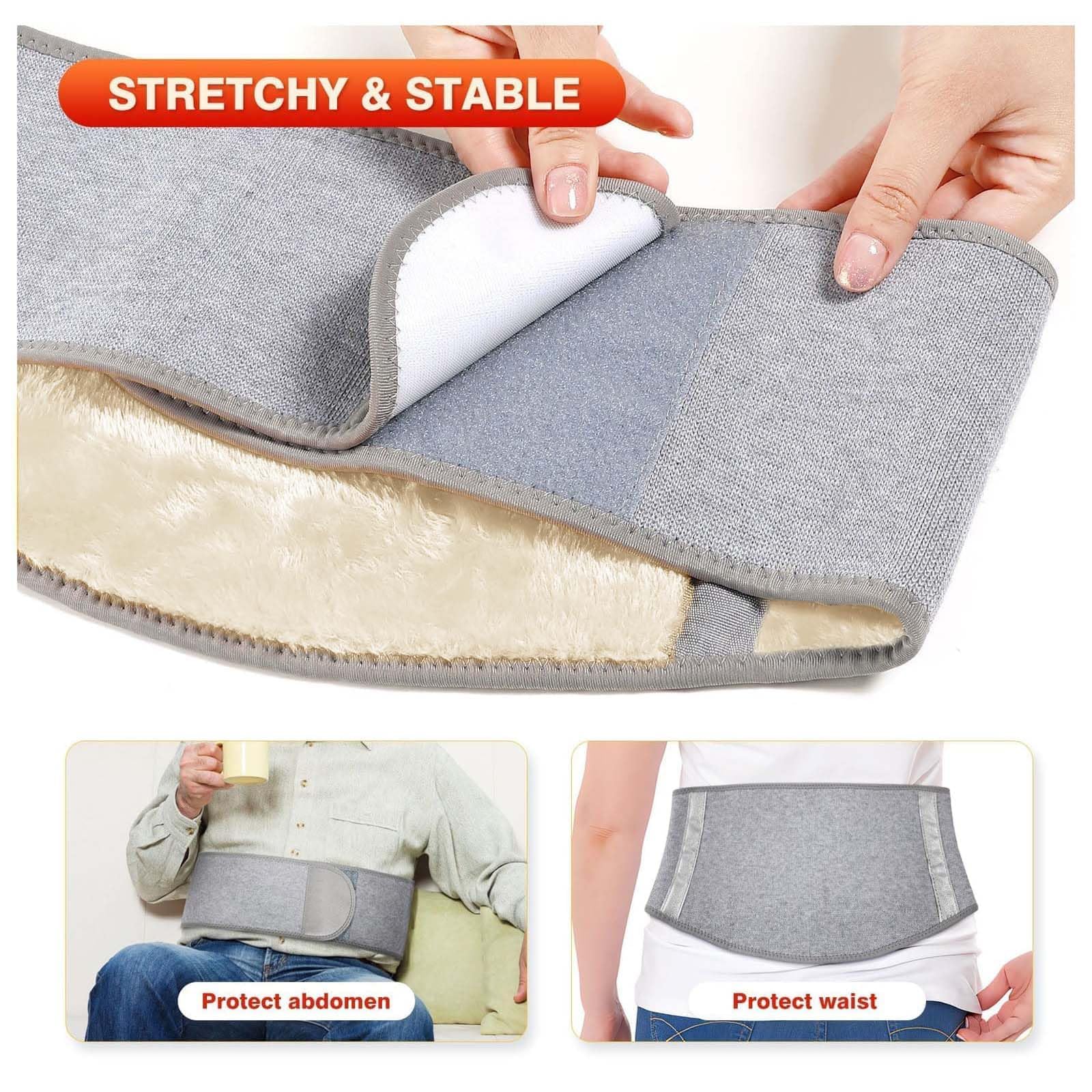 Winter Warmer Rückengurt,Calentador de espalda,Cinturón Lumbar de Peluche,Cinturón de soporte lumbar para mujer,cinturón de apoyo lumbar,cintura de apoyo caliente,Unisex Wärmegürtel (L) Weiß