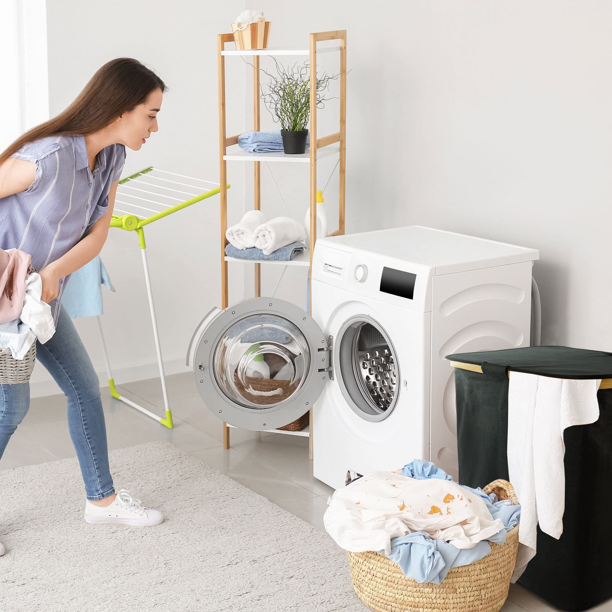 BM Cesto Portabiancheria in Bambù con Coperchio e Sacco Interno Rimovibile – Cesto per Biancheria Sporca Rotondo 35x50 cm, Salvaspazio, Stile Naturale per Bagno, Camera da Letto e Lavanderia