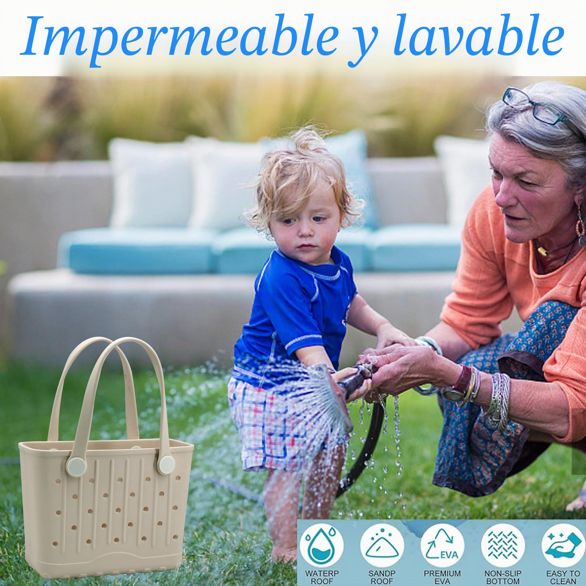 Bolsa de goma pequeña para playa, impermeable, lavable, portátil, abierta, para deportes, playa, barco, al aire libre