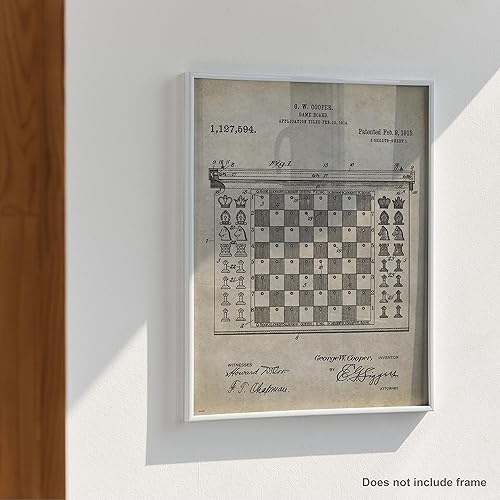 Miniatura 5 de Póster de patente de ajedrez de 11 x 14 pulgadas, piezas de tablero de reloj, damas, libros, juegos, decoración de pared, imágenes