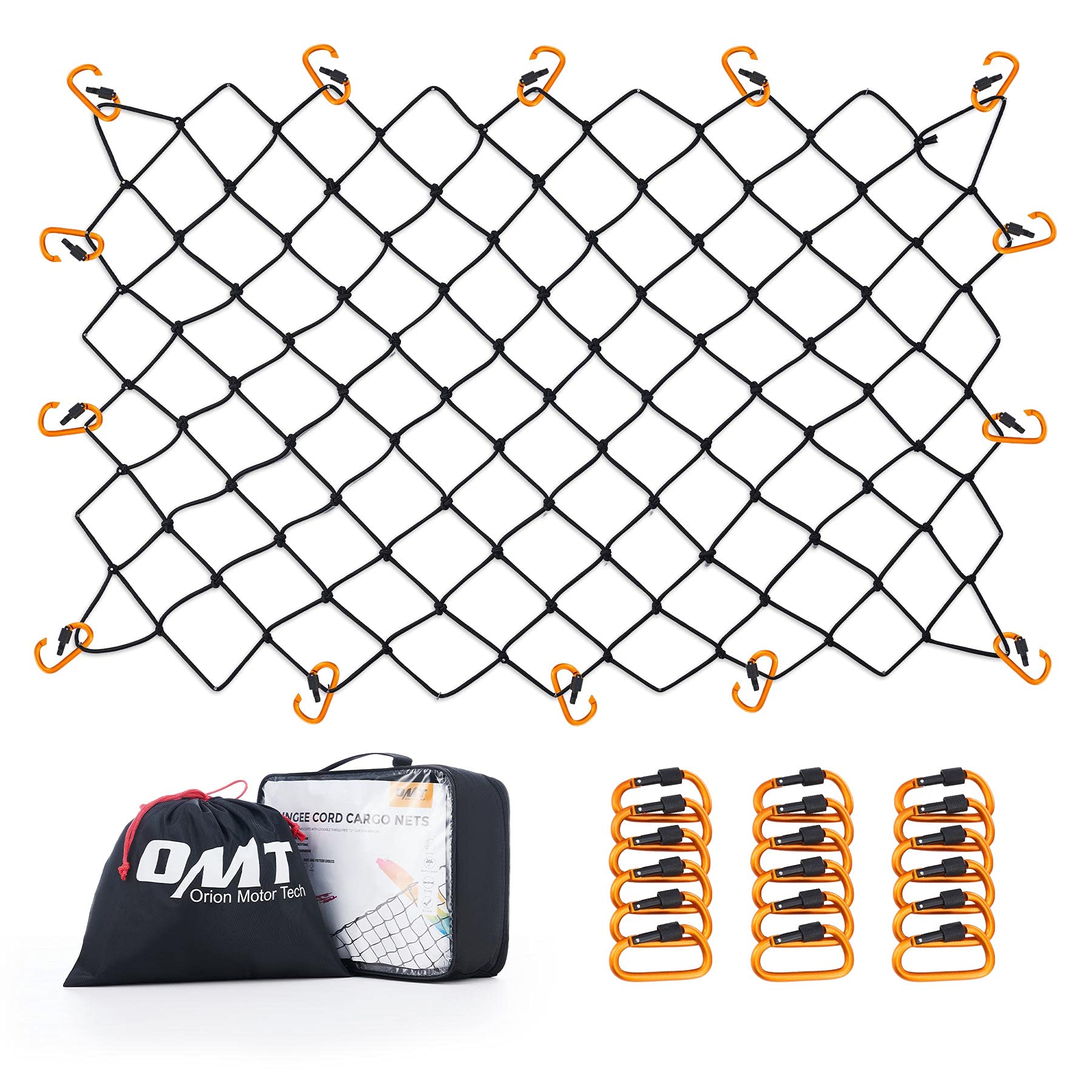Orion Motor Tech Cargo Nets for Roof Rack, 3x4 Foot Cargo Net Set for Pickups SUVs, Roof Rack Net with 6x8 Foot Max Size, 3x3 in. Small Mesh Short Bed Cargo Net Holds Small & Large Loads Tighter