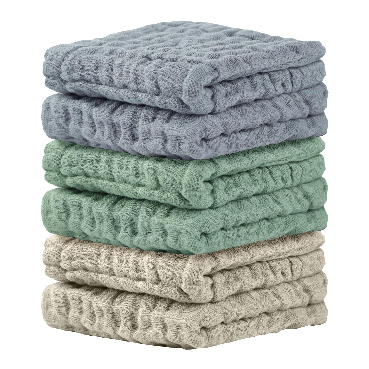 Cuddle Campus Baby Washcloths 6 Packs, Muslin Washcloths Baby,Cotton Burp Cloths, Extra Absorbent and Soft Wash Clothes for Newborns, 12x12 Inches