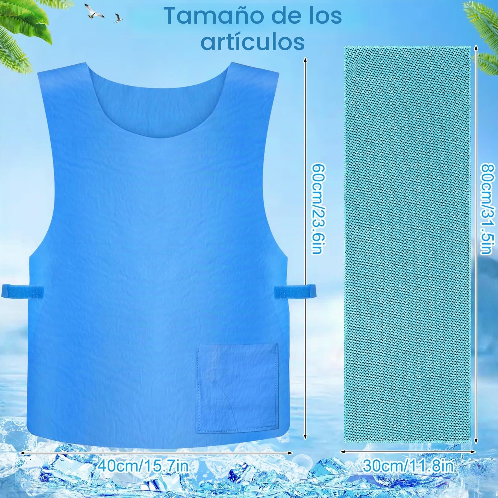 Chaleco Hielo,Insolación refrescante Verano para Hombres y Mujeres, chaleco de enfriamiento evaporativo, para trabajo al aire libre, equitación, correr