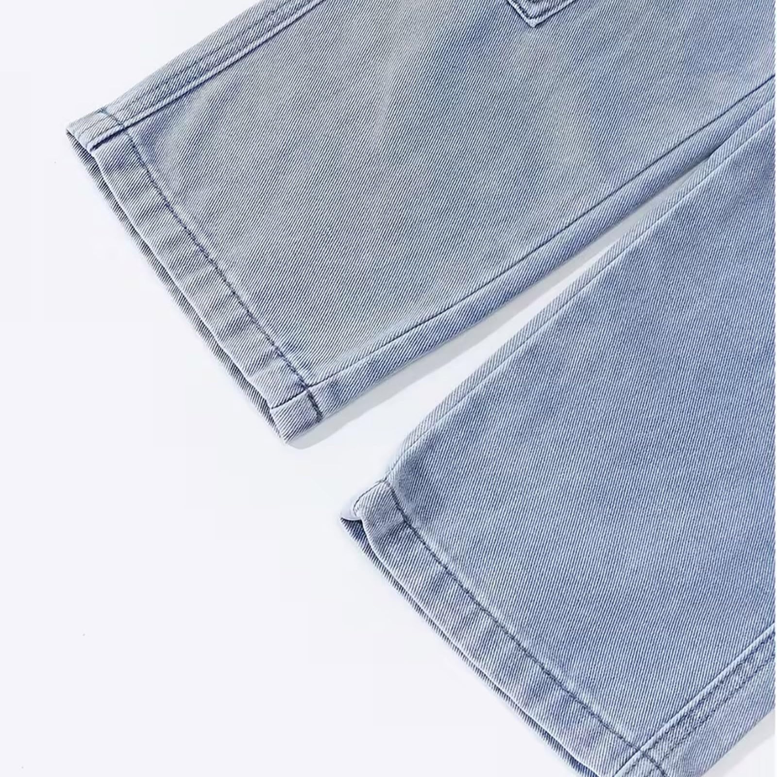 Jeans cargo para niñas, holgados, de pierna ancha, vintage, pantalones de mezclilla casuales para adolescentes, ropa de calle, pantalones elásticos de cintura alta y ajuste relajado