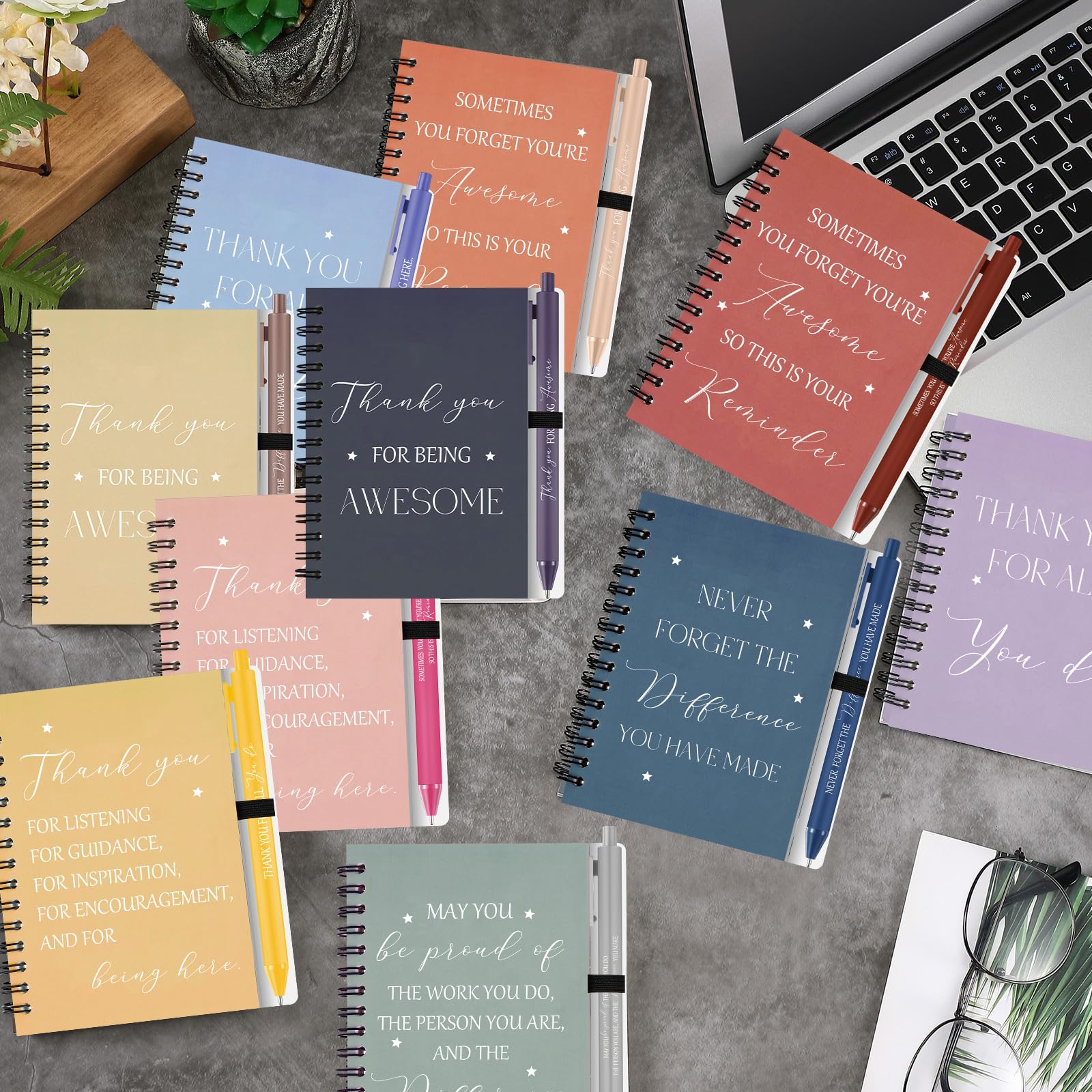 Sinmoe 24 set Employee Appreciation Gifts Bulk Inspirational Spiral Notebook Journal with Motivational Ballpoint Pen Thank You Gifts for Coworker Teacher Staff Colleague - Image 2