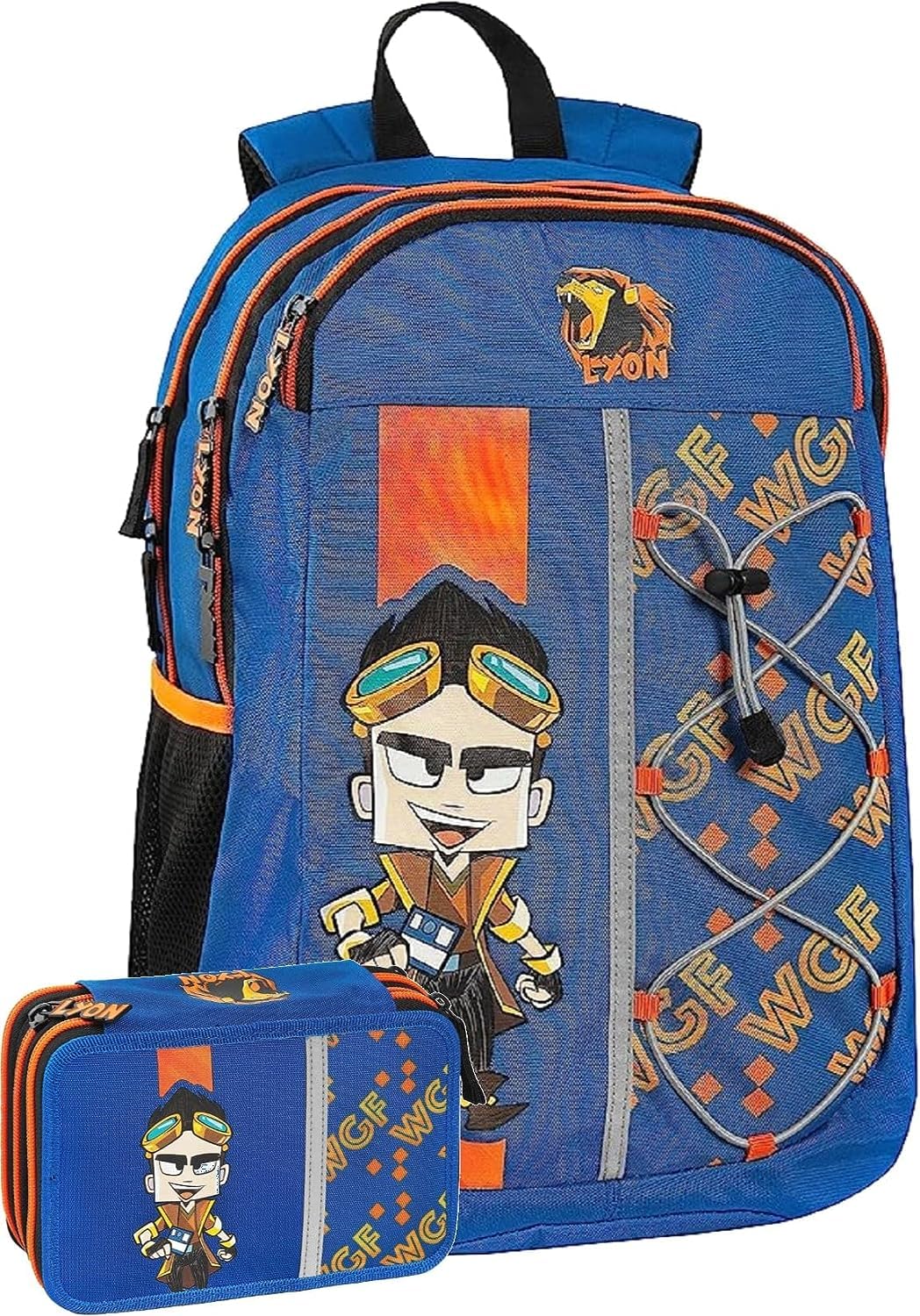 Schoolpack Zaino Scuola Lyon Organizzato + Astuccio 3 Zip + Portachiavi Cubo e Smile in Omaggio